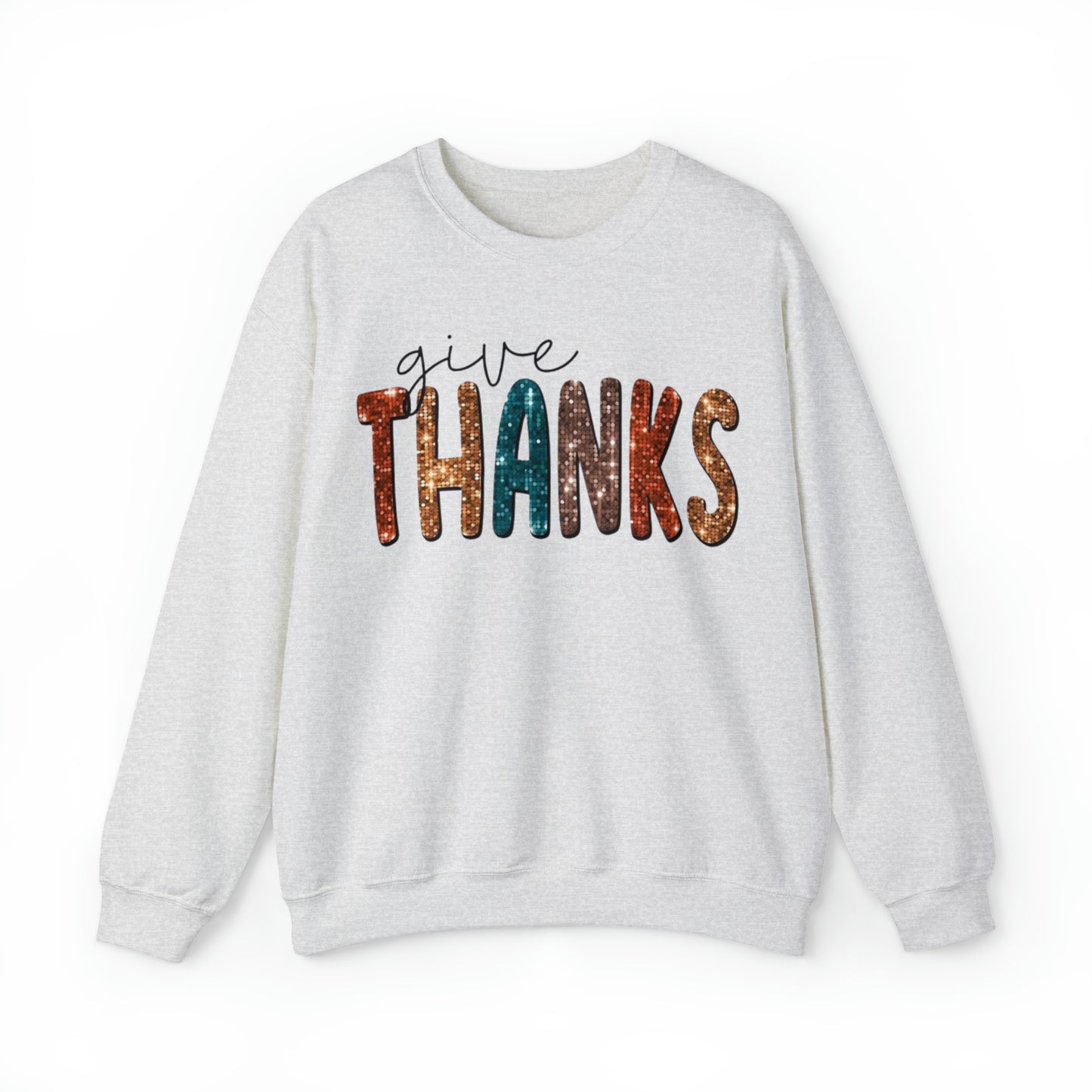 Give Thanks (Sequins) Unisex Heavy Blend™ Crewneck Sweatshirt