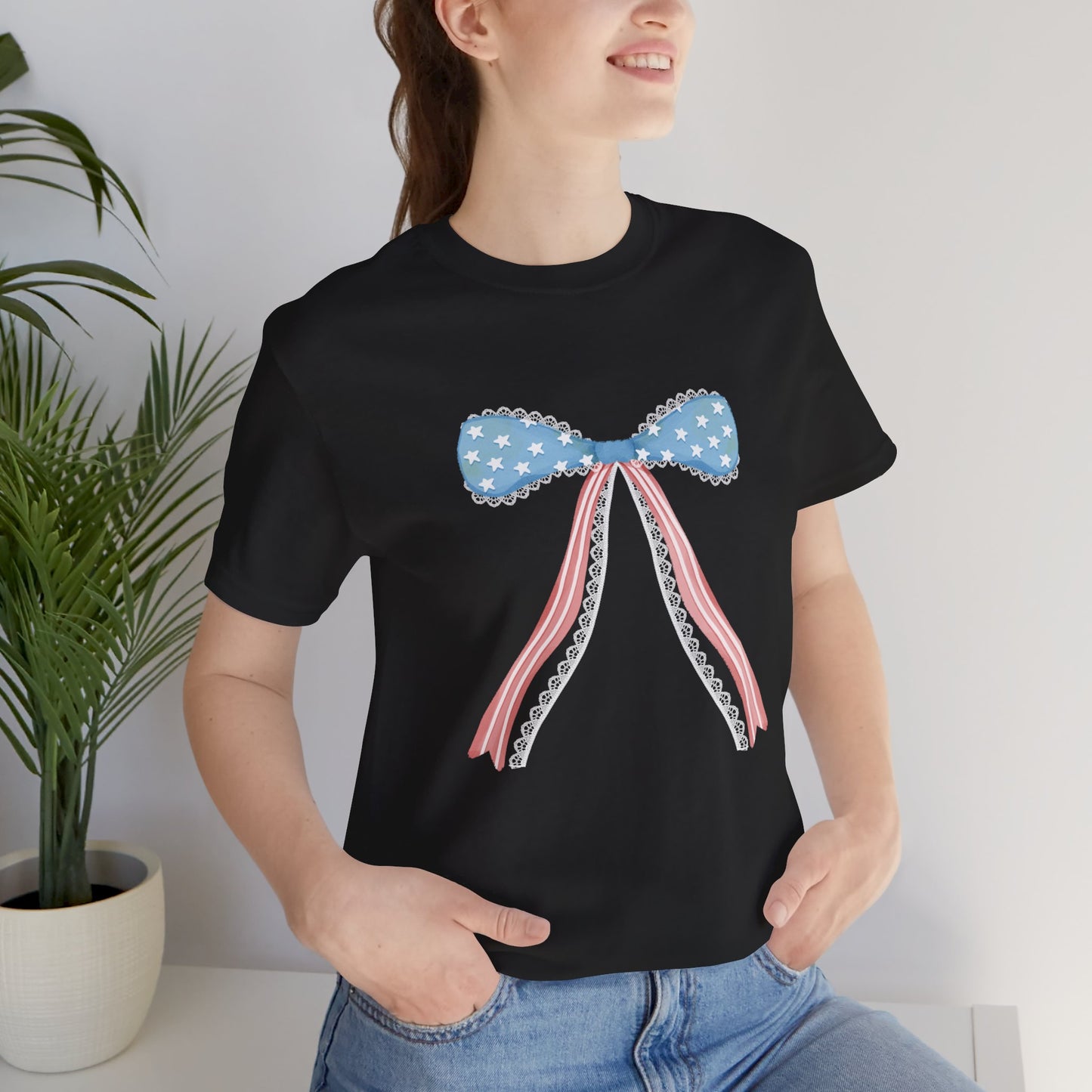 Patriotic Bow Unisex Jersey Short Sleeve Tee