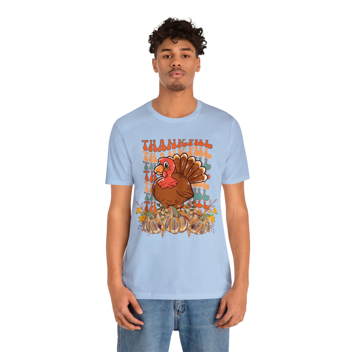 Thankful Turkey Pumpkins Unisex Jersey Short Sleeve Tee