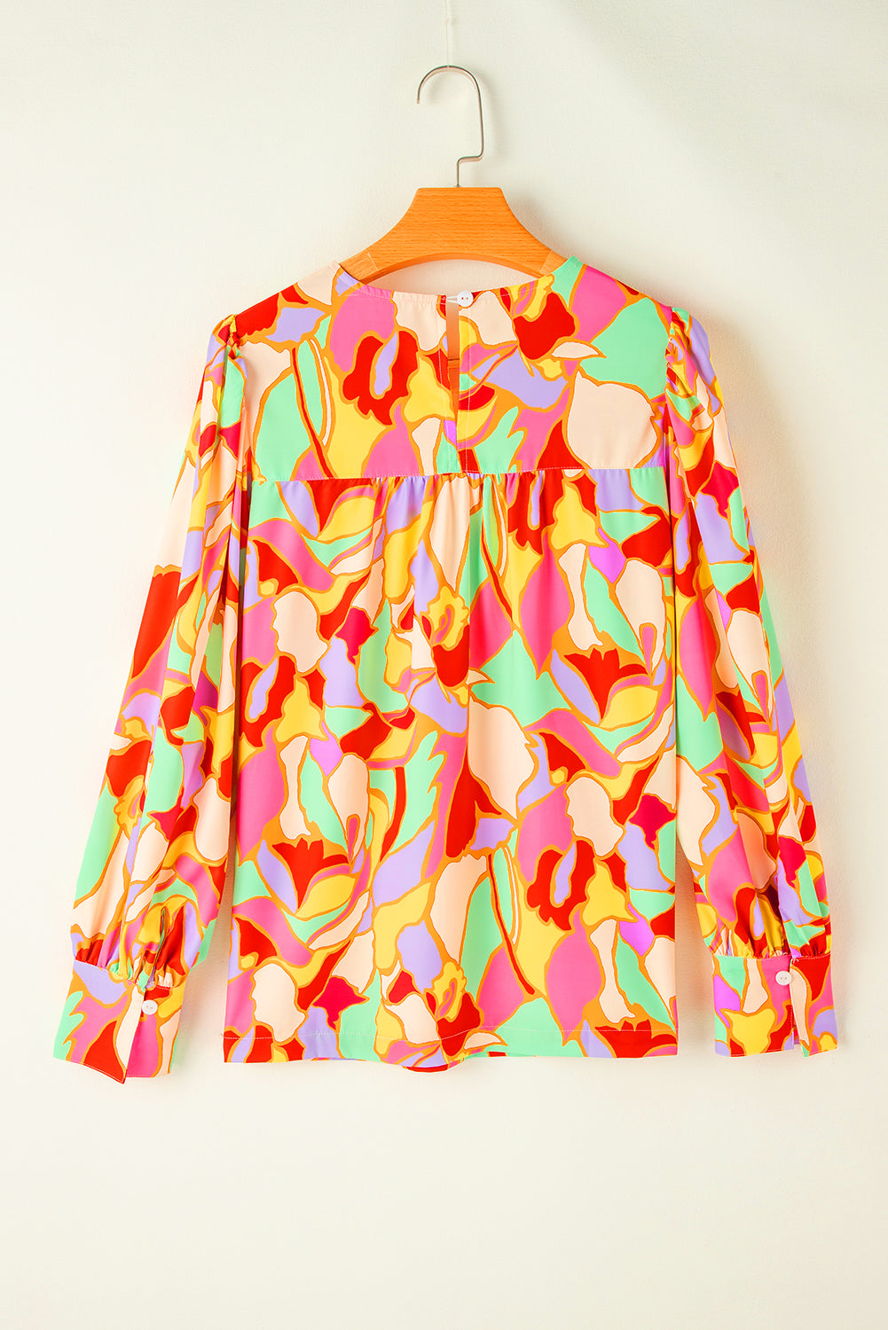 Abstract Print Puff Sleeve Blouse