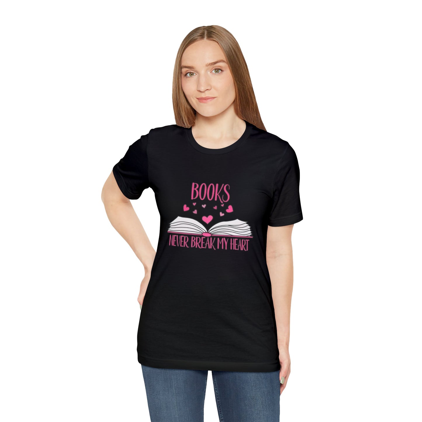 Books Never Break My Heart Unisex Jersey Short Sleeve Tee