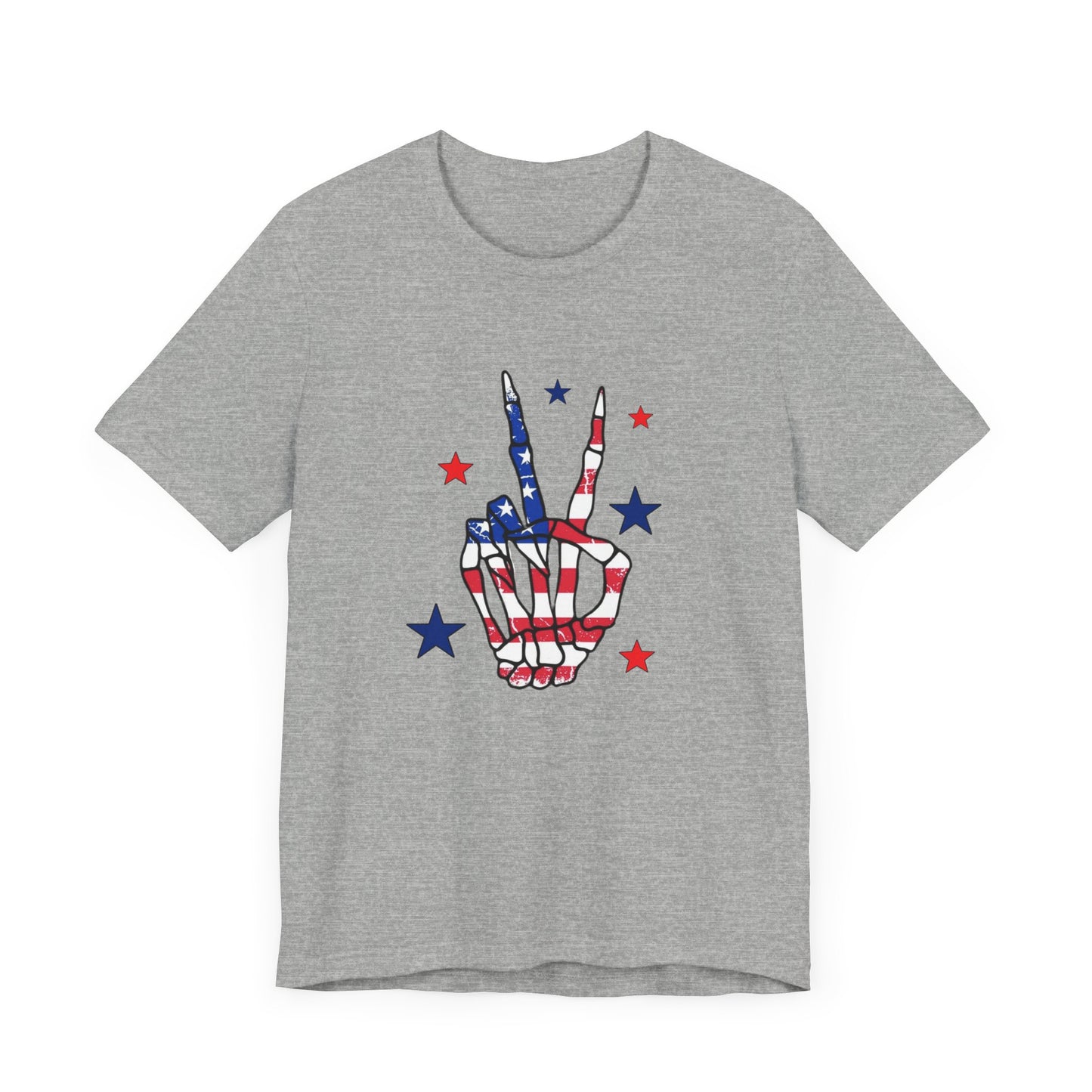 Patriotic Skeleton Peace Hand Unisex Jersey Short Sleeve Tee