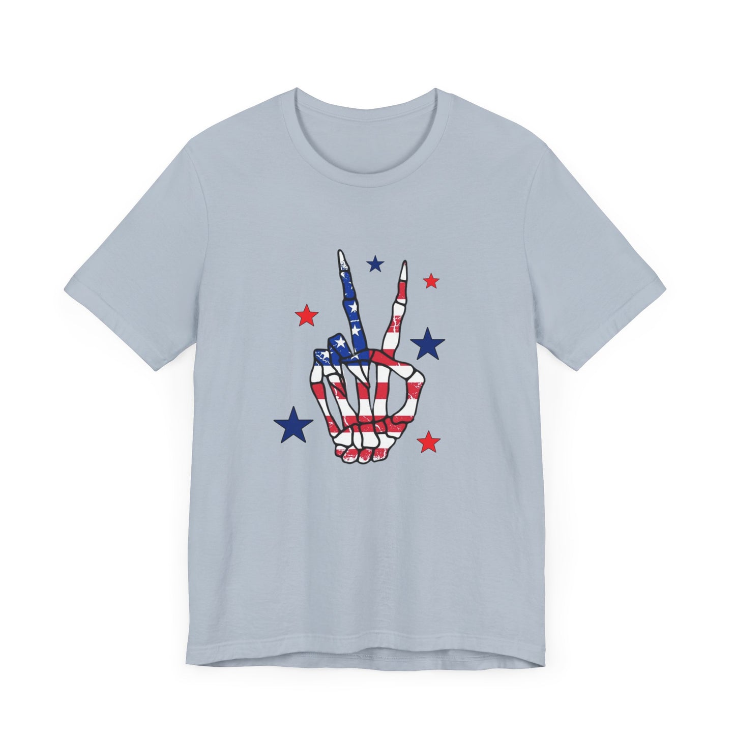 Patriotic Skeleton Peace Hand Unisex Jersey Short Sleeve Tee