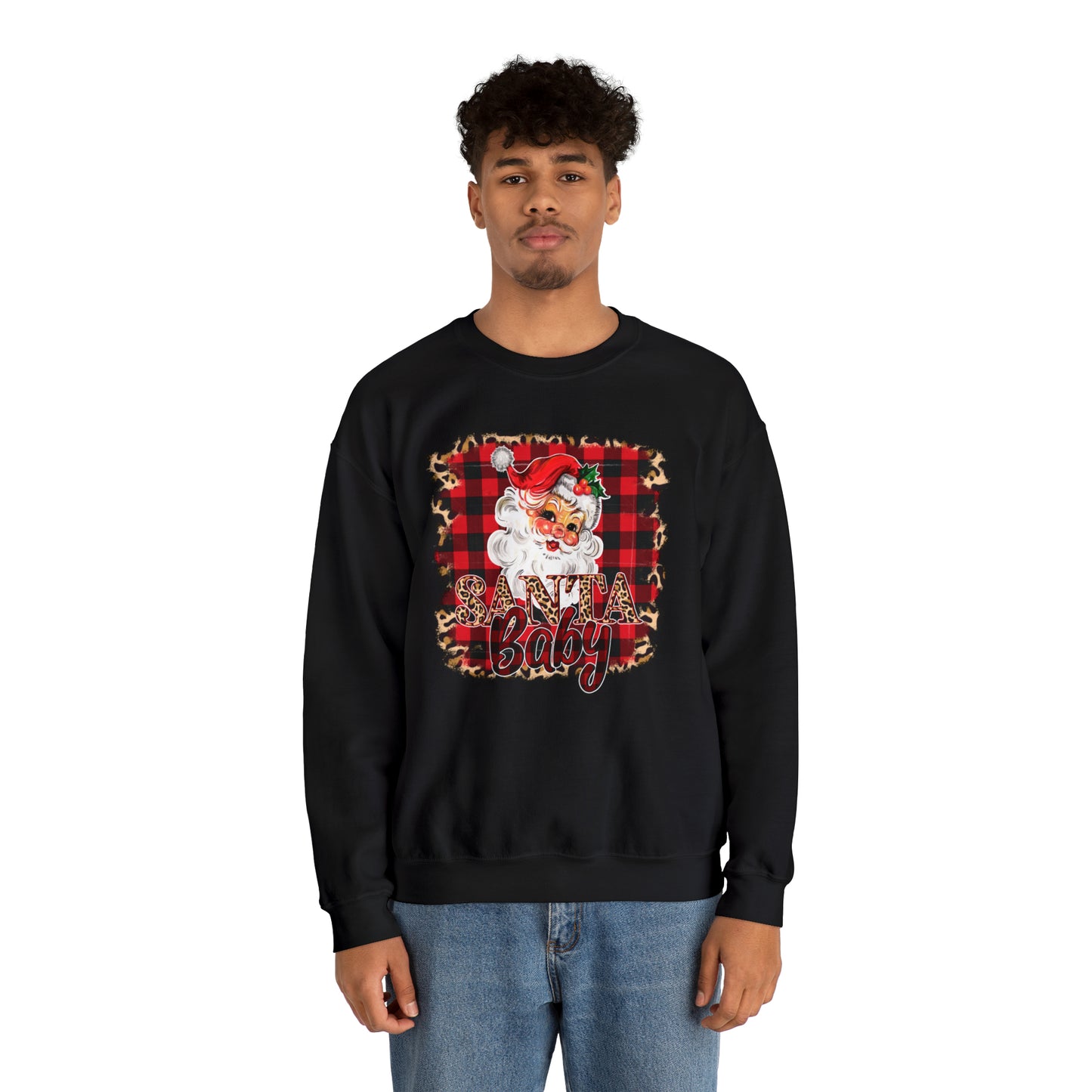 Santa Baby Leopard Print Unisex Heavy Blend™ Crewneck Sweatshirt