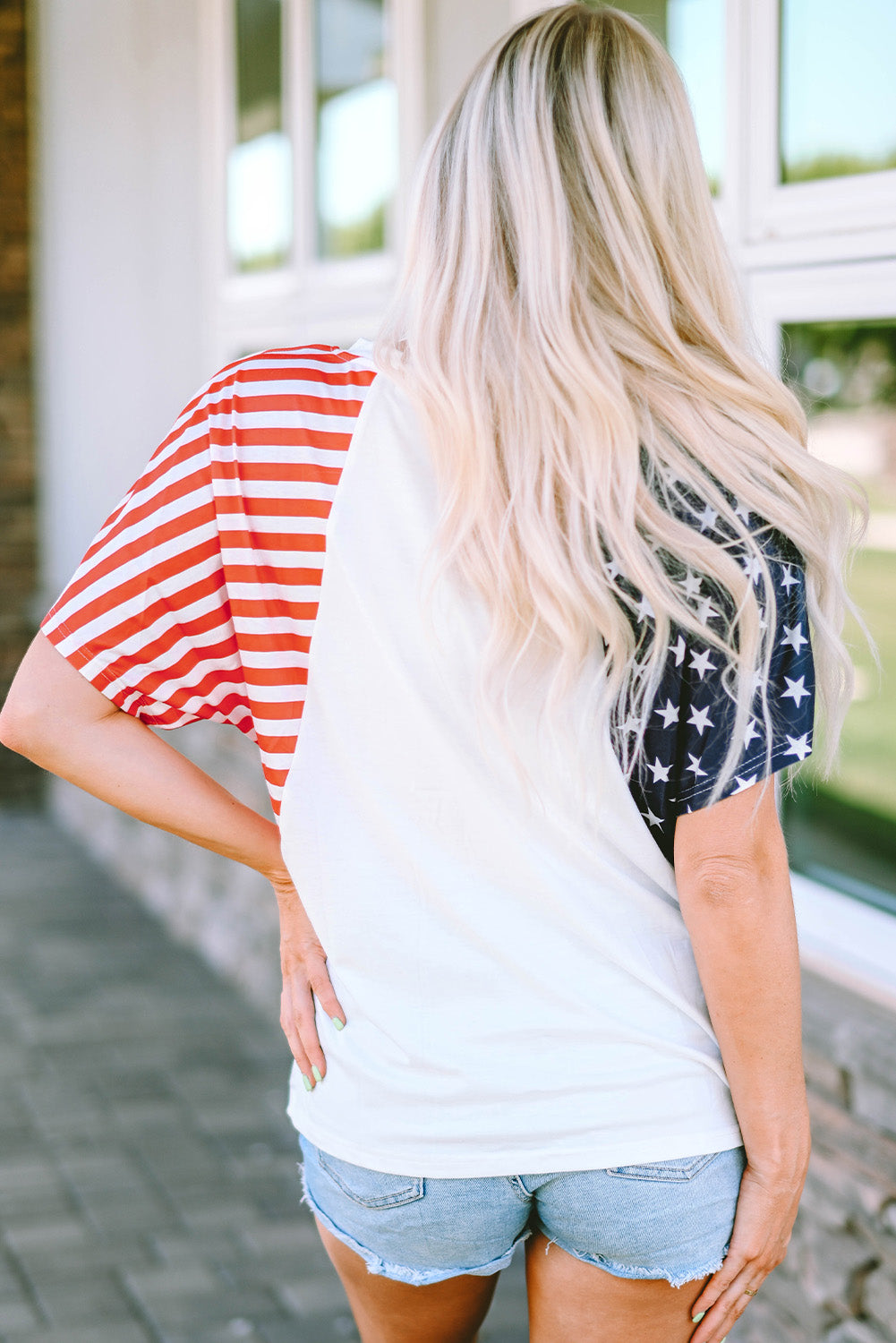 USA Stars and Stripes V Neck Tee