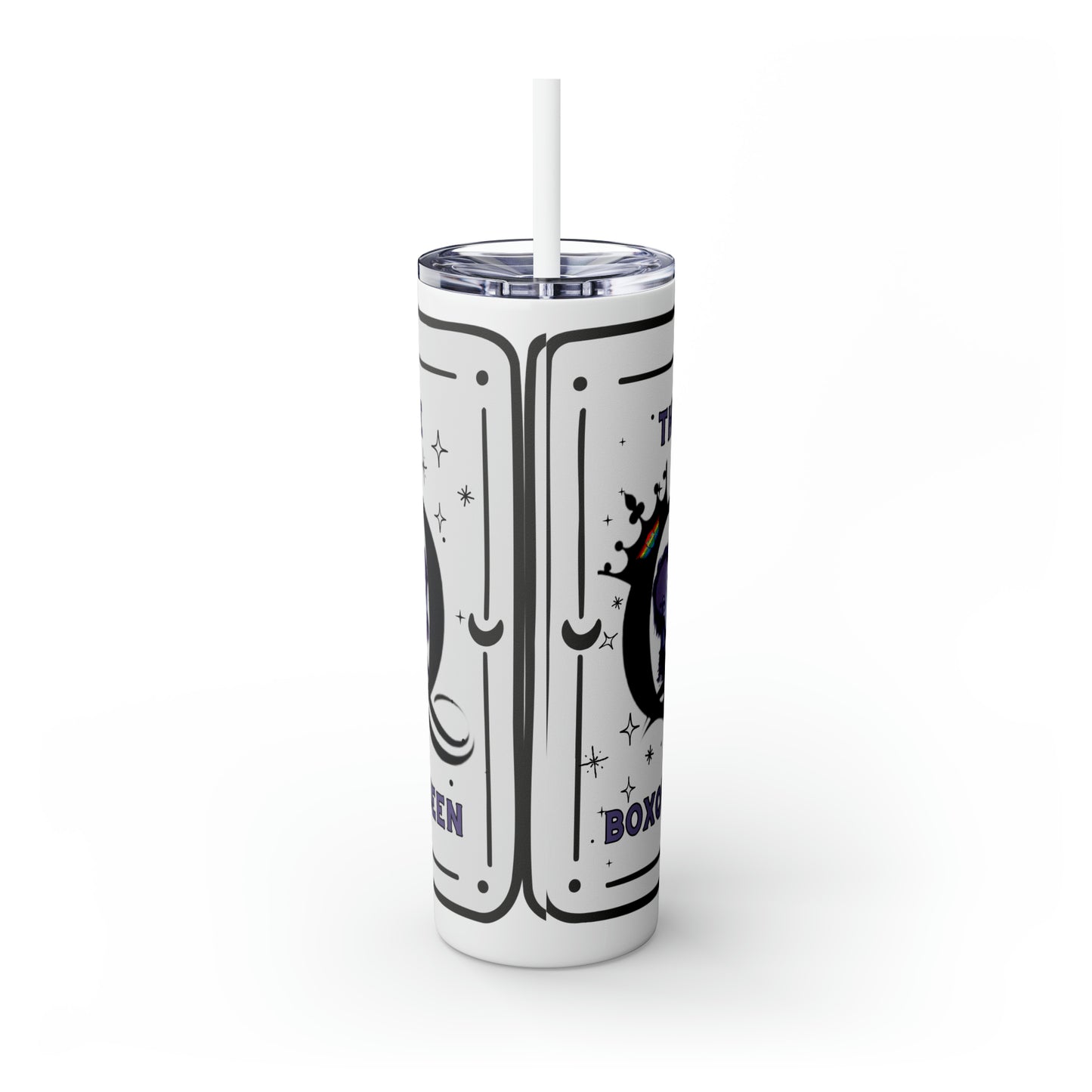 BoxQueen DVNE Tarot Card Skinny Tumbler with Straw, 20oz