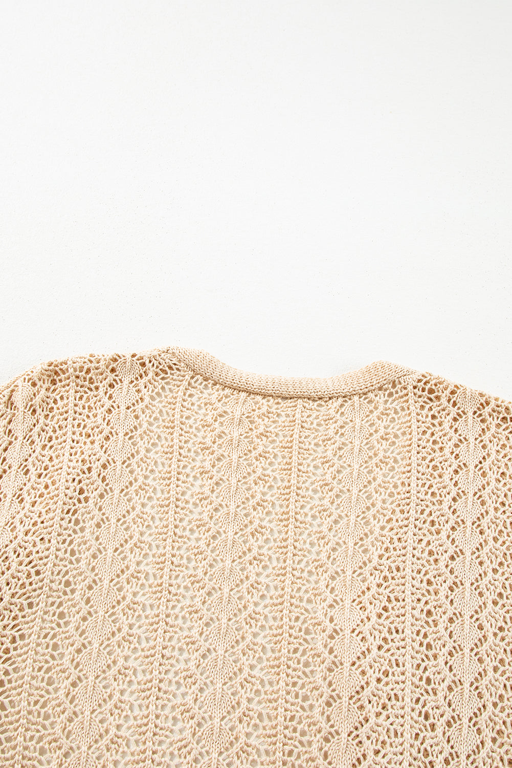 Apricot Hollow Out Knit Drop Shoulder Open Front Cardigan