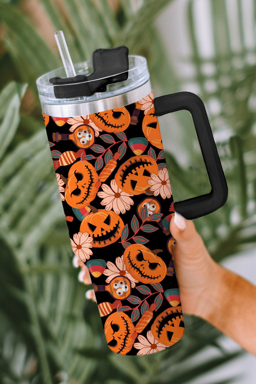 Multicolour Halloween Pumpkin Print 304 Stainless Vacuum Cup 40oz