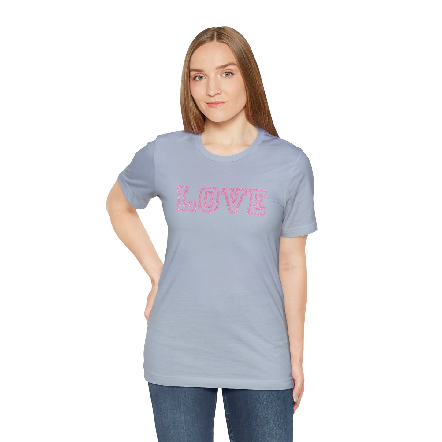 Pink Glitter Love Unisex Jersey Short Sleeve Tee