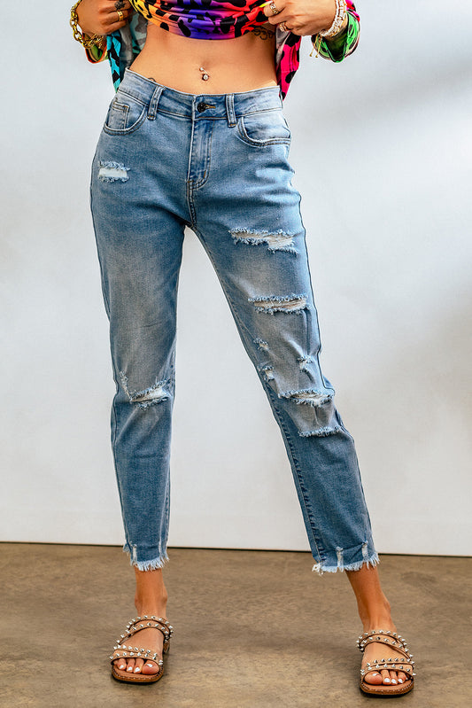 Distressed Boyfriend Denim Pants