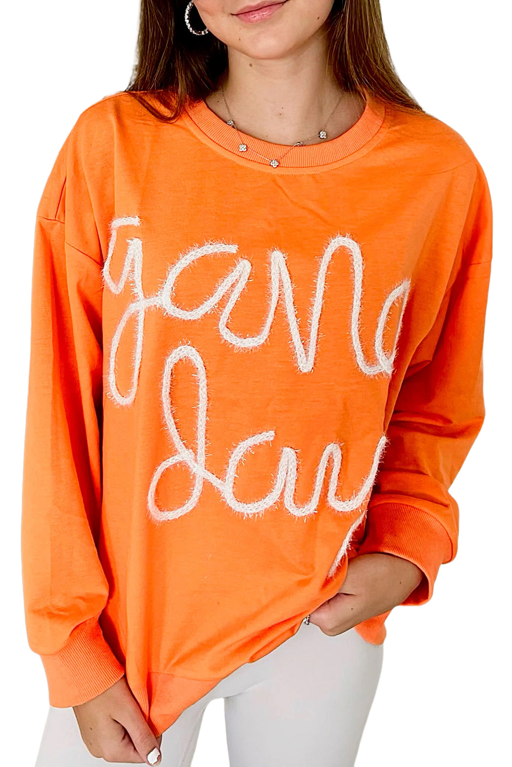 Carrot Contrast Game Day Graphic Casual Top