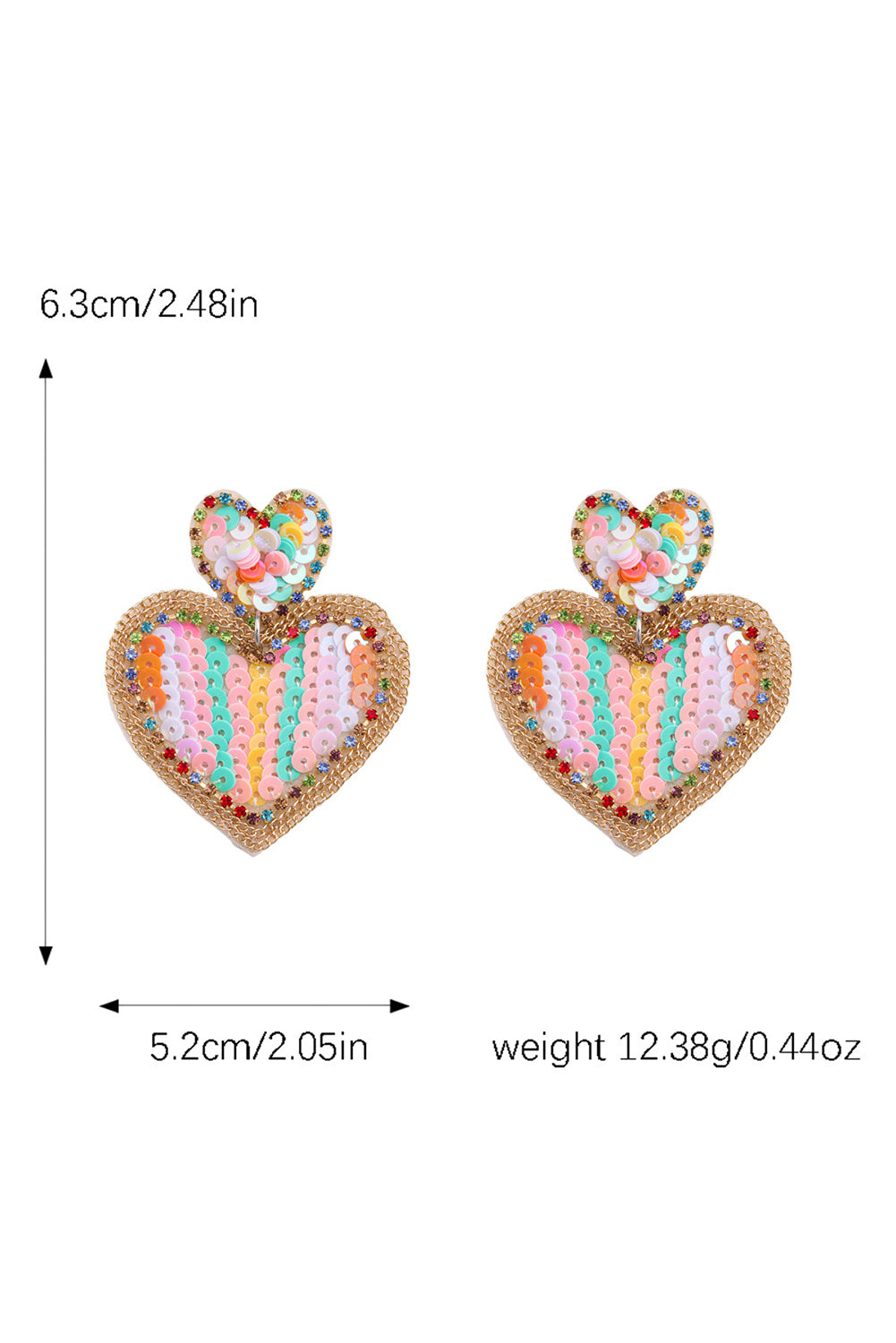 Pink Colorful Sequined Hearts Valentines Fashion Earrings