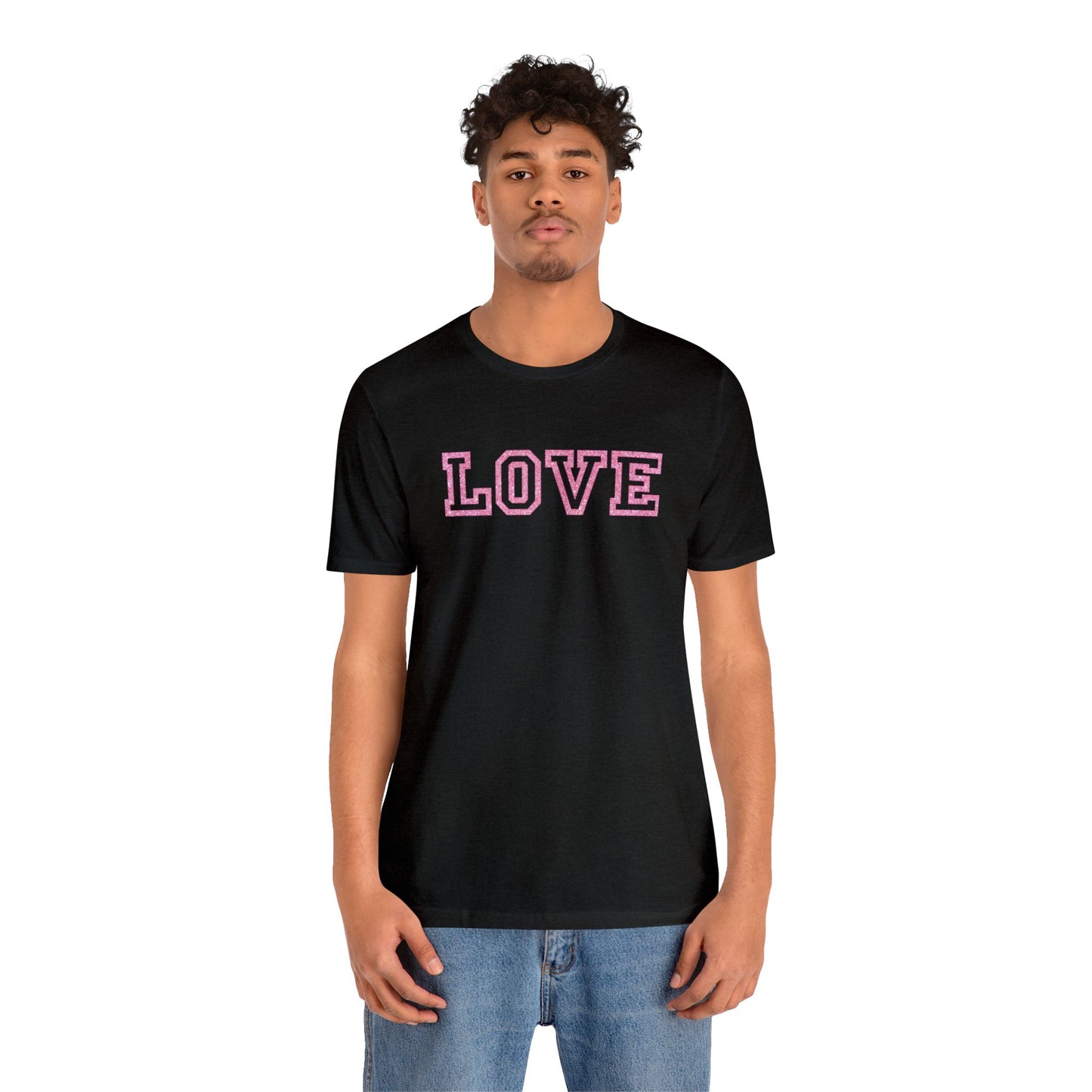 Pink Glitter Love Unisex Jersey Short Sleeve Tee