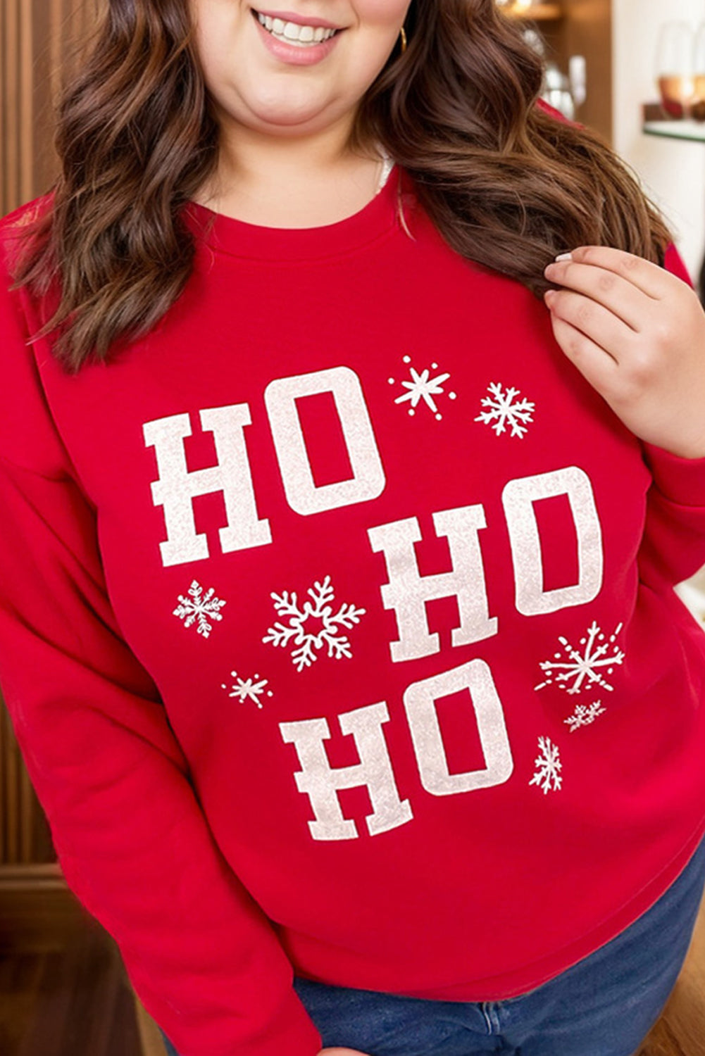 Christmas Ho Ho Ho Graphic Plus Size Sweatshirt