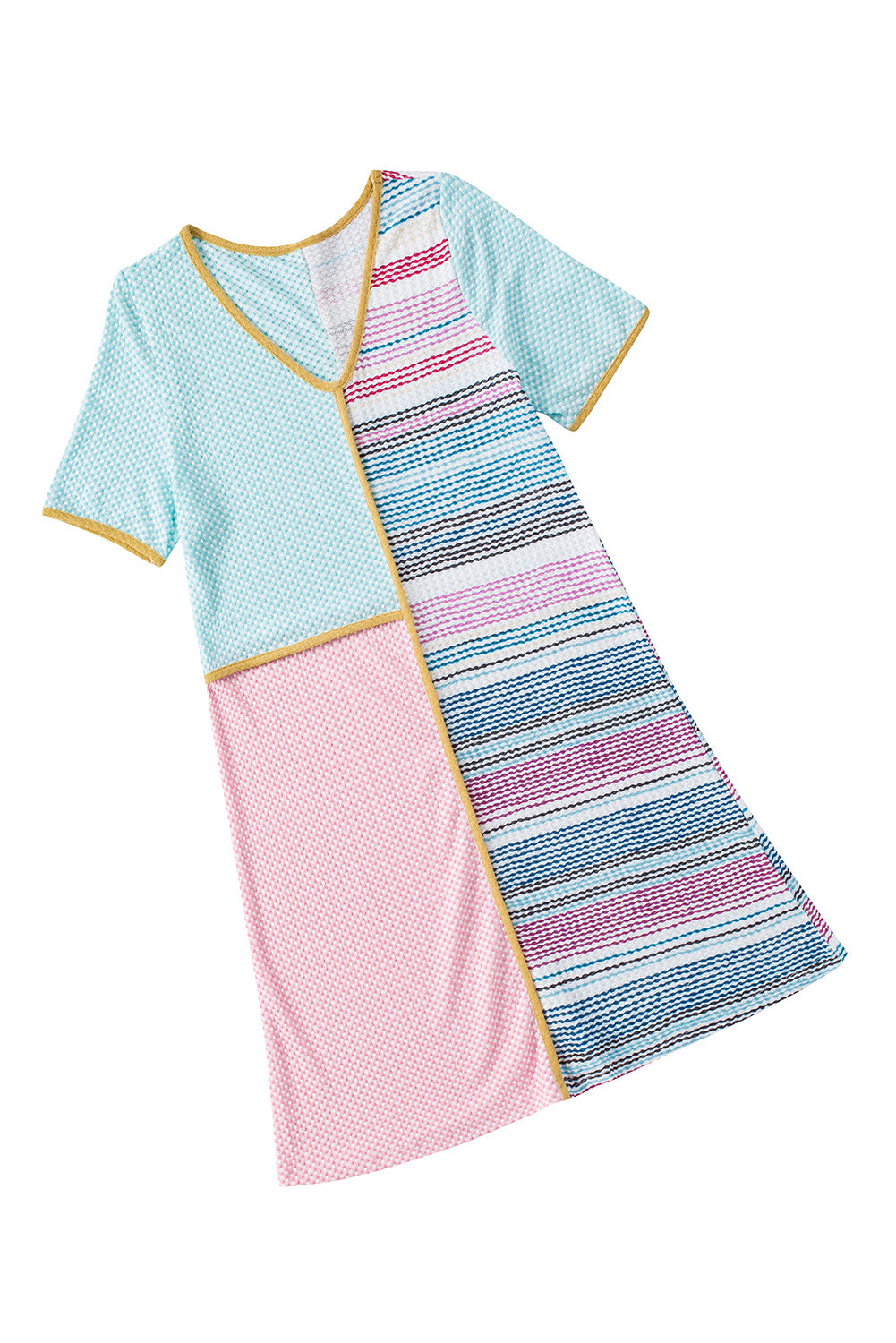 Multicolor Color Block Stripe Knit Patchwork A-line Dress