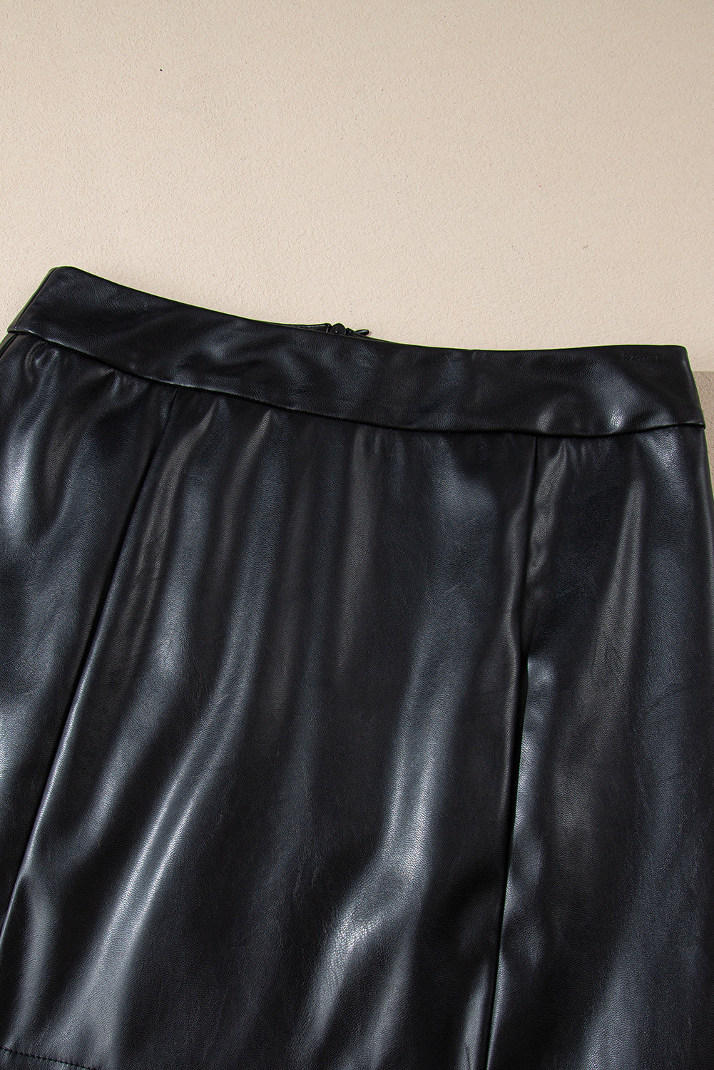 Leather Side Slits Slim Fit High Waist Mini Skirt