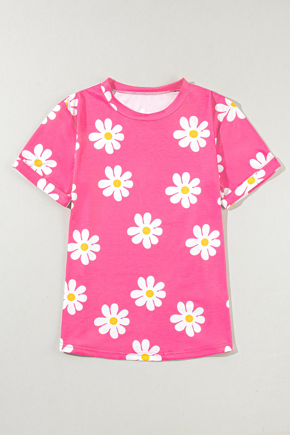 Sky Blue Daisy Printed Crewneck T Shirt