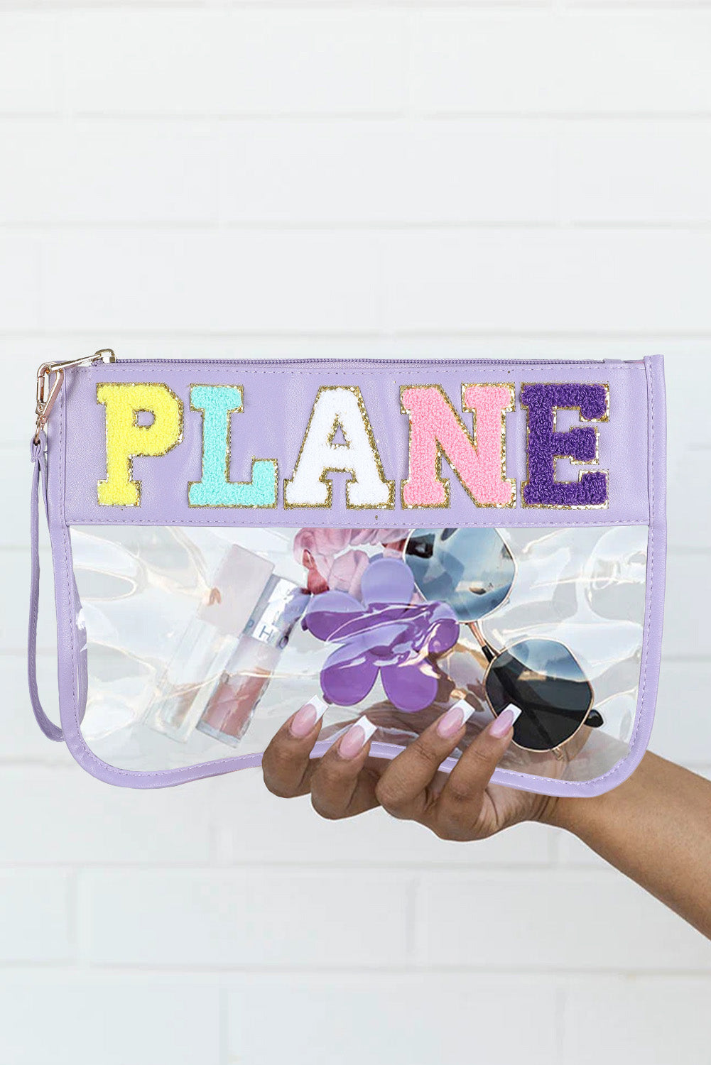 Pink PLANE Zipped Transparent Pouch