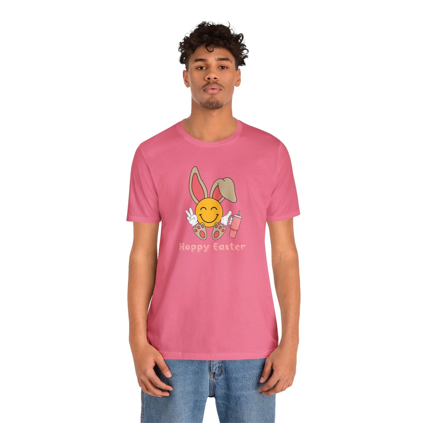 Hoppy Easter Smiley Cup Unisex Jersey Short Sleeve Tee