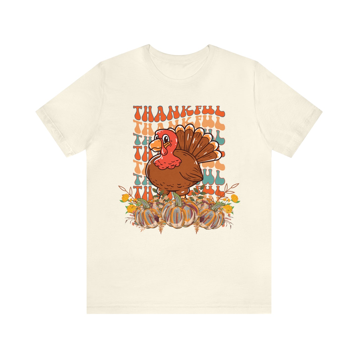 Thankful Turkey Pumpkins Unisex Jersey Short Sleeve Tee