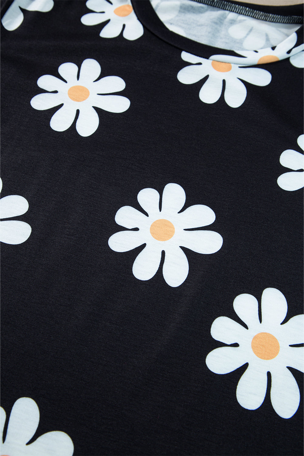 Sky Blue Daisy Printed Crewneck T Shirt