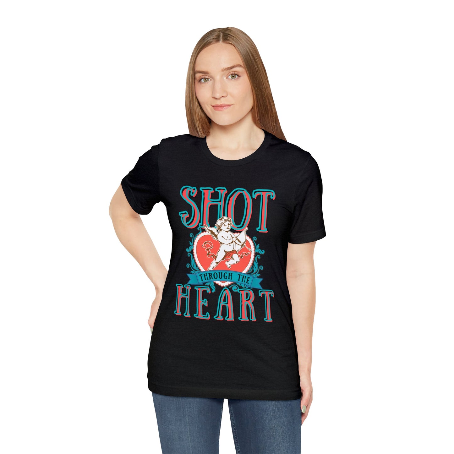 Shot Through The Heart Unisex Jersey Short Sleeve Tee