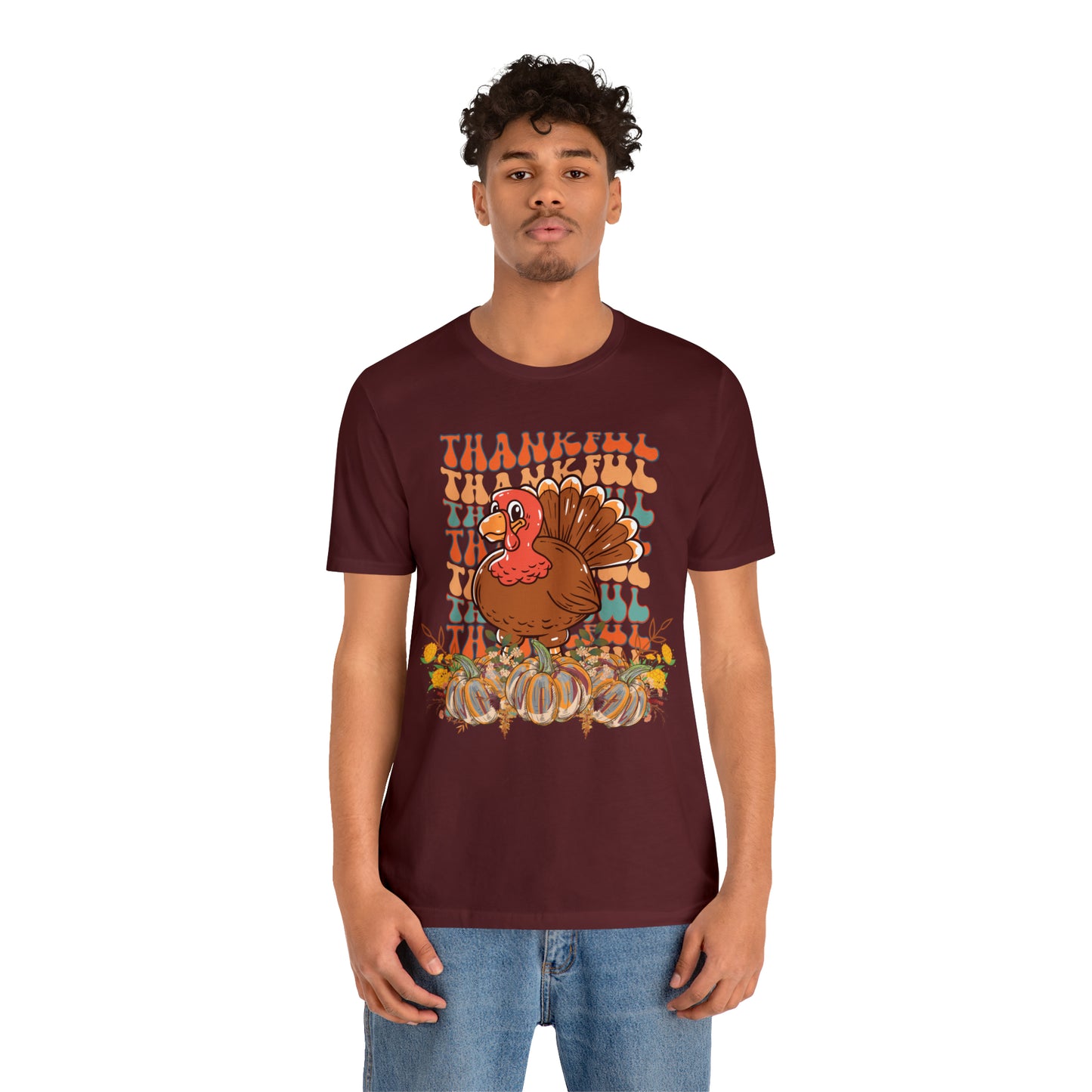 Thankful Turkey Pumpkins Unisex Jersey Short Sleeve Tee