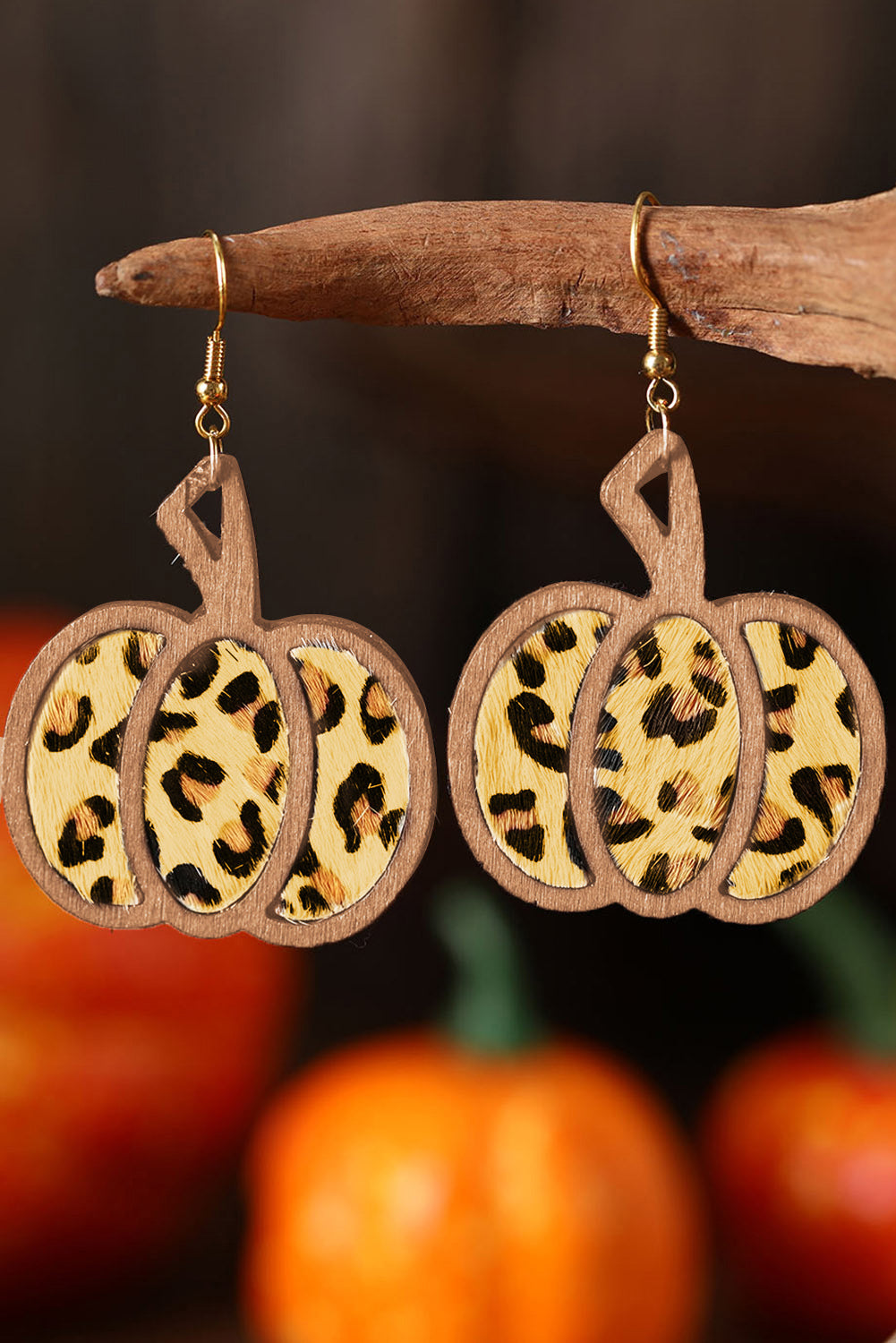 Leopard print Pumpkin Shape Drop Earrings