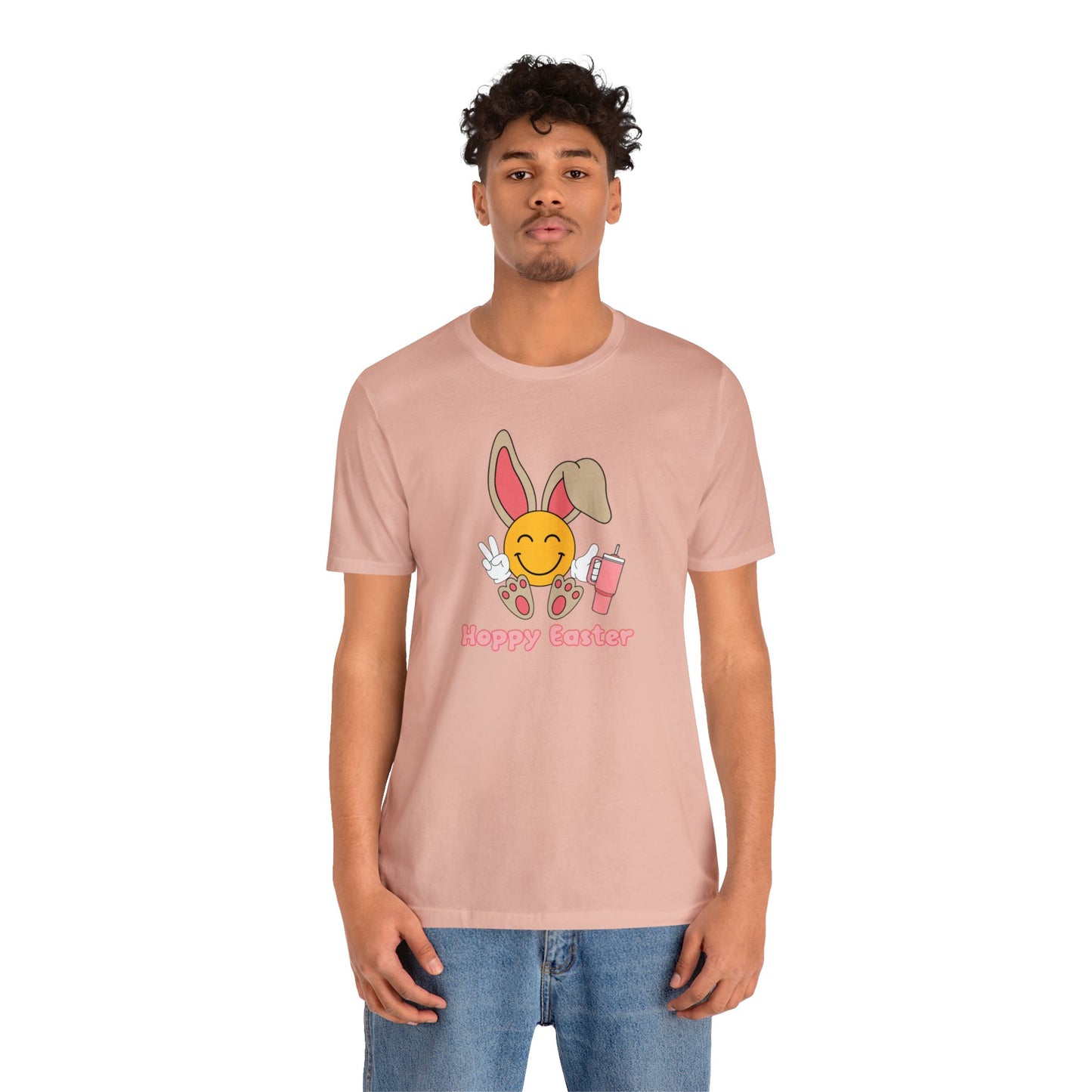 Hoppy Easter Smiley Cup Unisex Jersey Short Sleeve Tee