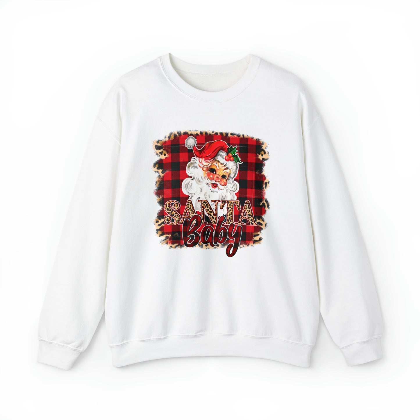 Santa Baby Leopard Print Unisex Heavy Blend™ Crewneck Sweatshirt