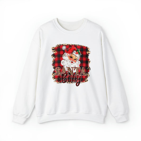 Santa Baby Leopard Print Unisex Heavy Blend™ Crewneck Sweatshirt