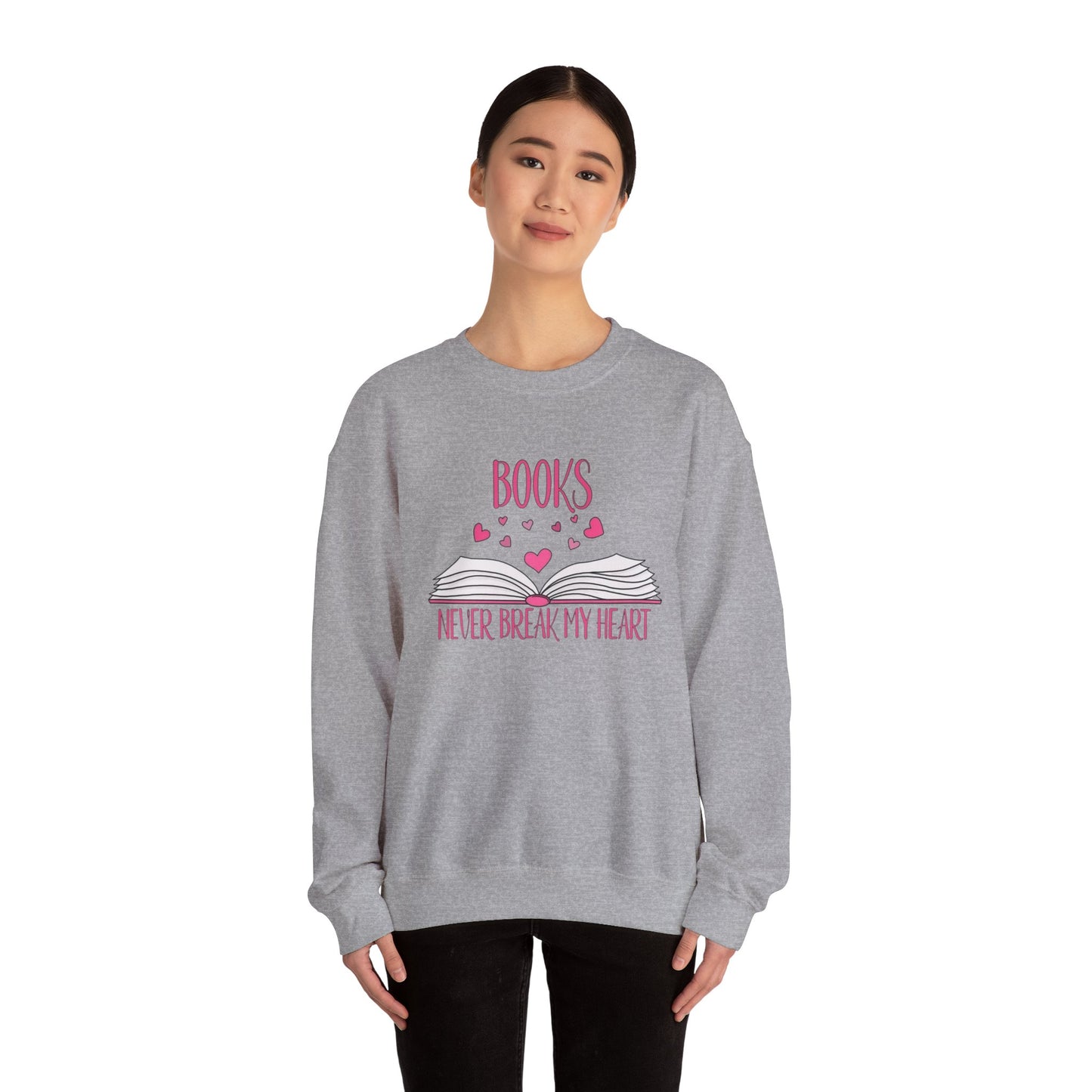 Books Never Break My Heart Unisex Heavy Blend™ Crewneck Sweatshirt