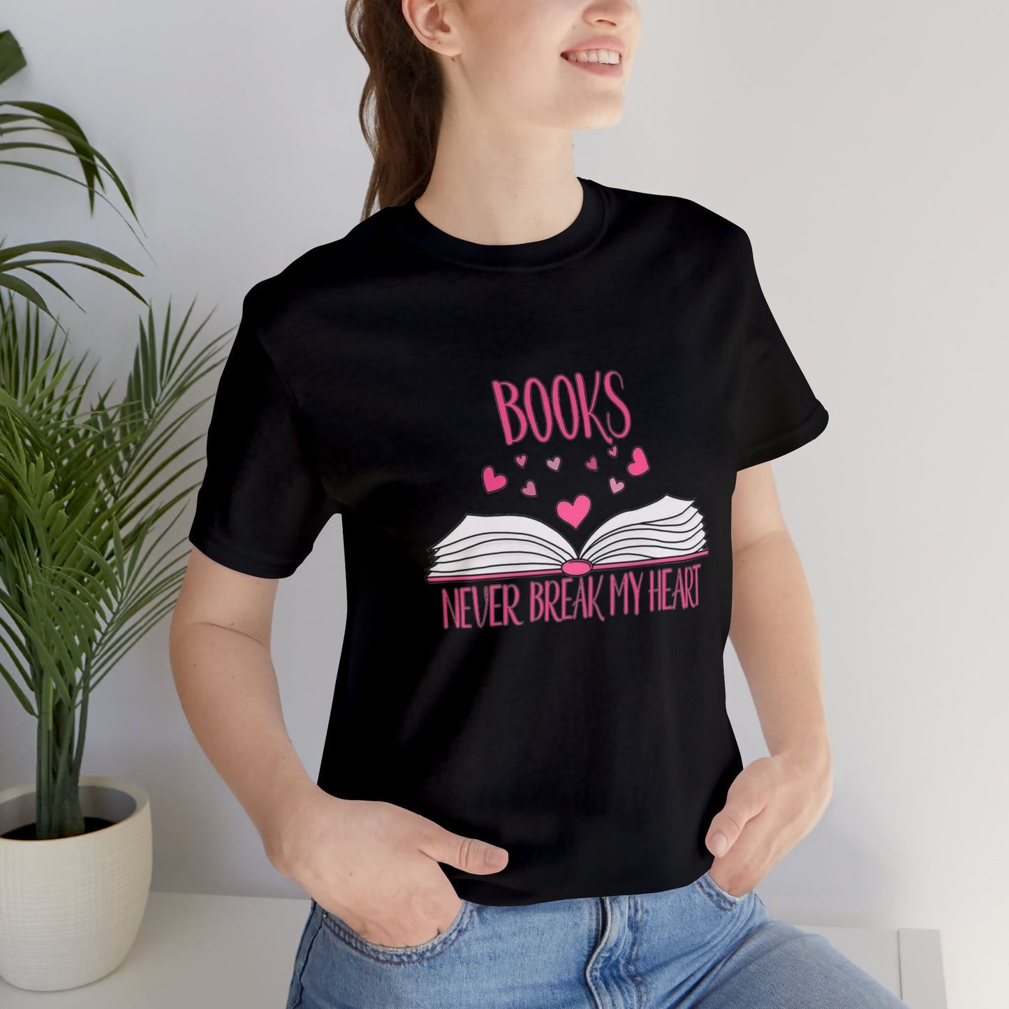 Books Never Break My Heart Unisex Jersey Short Sleeve Tee