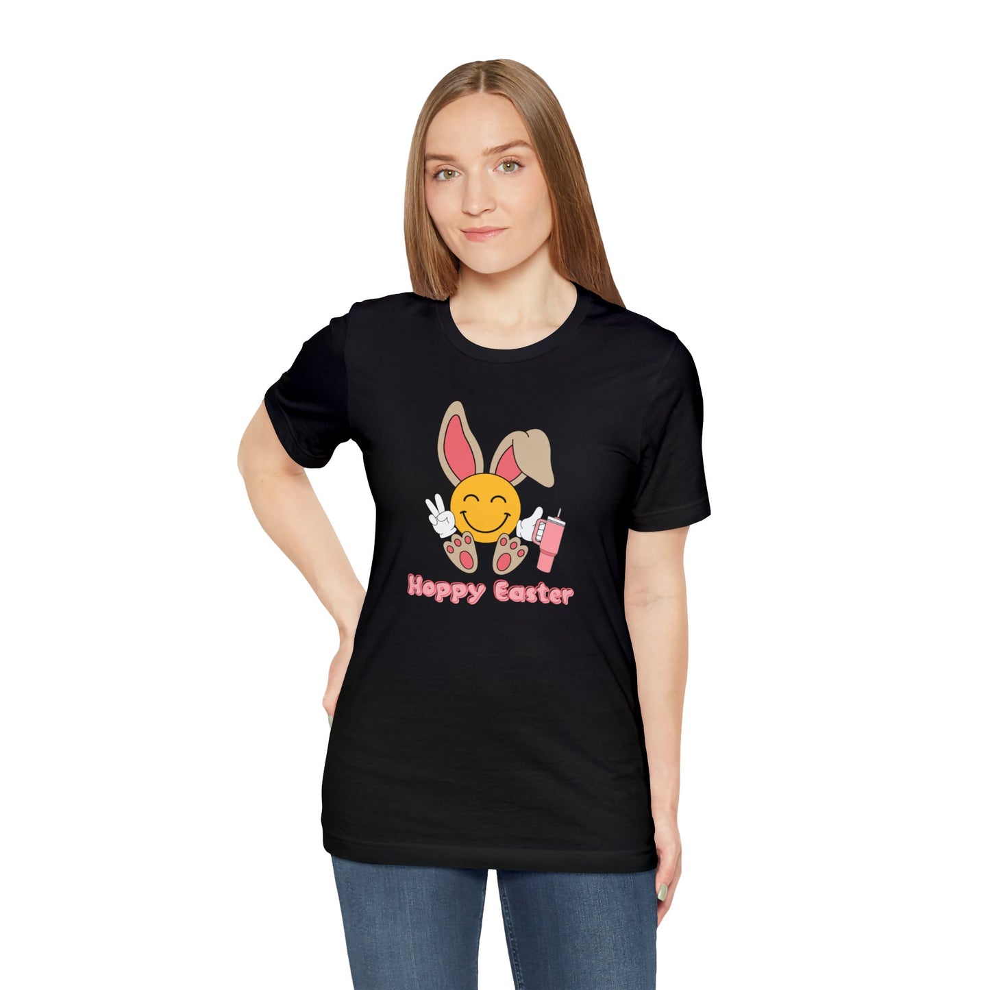 Hoppy Easter Smiley Cup Unisex Jersey Short Sleeve Tee