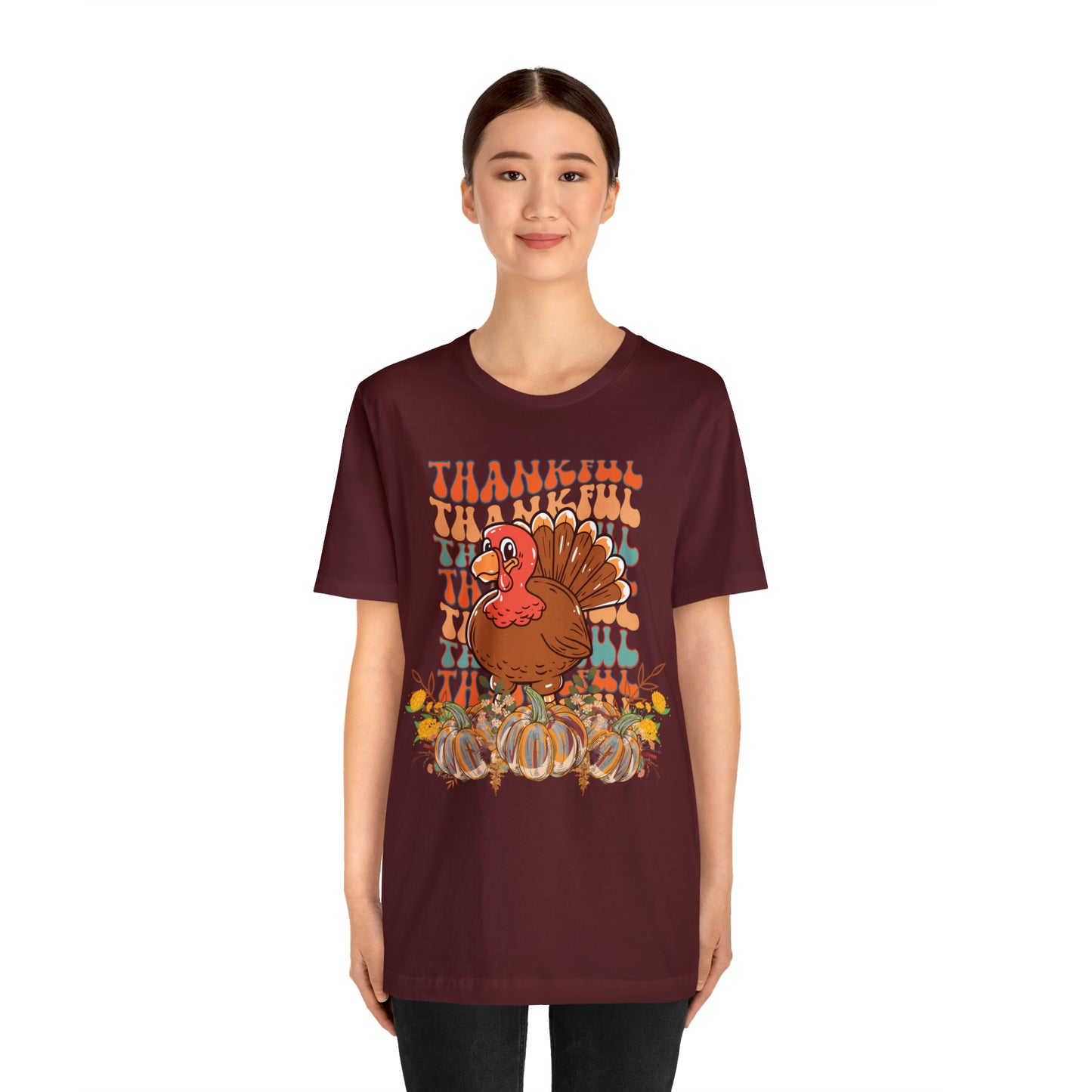 Thankful Turkey Pumpkins Unisex Jersey Short Sleeve Tee