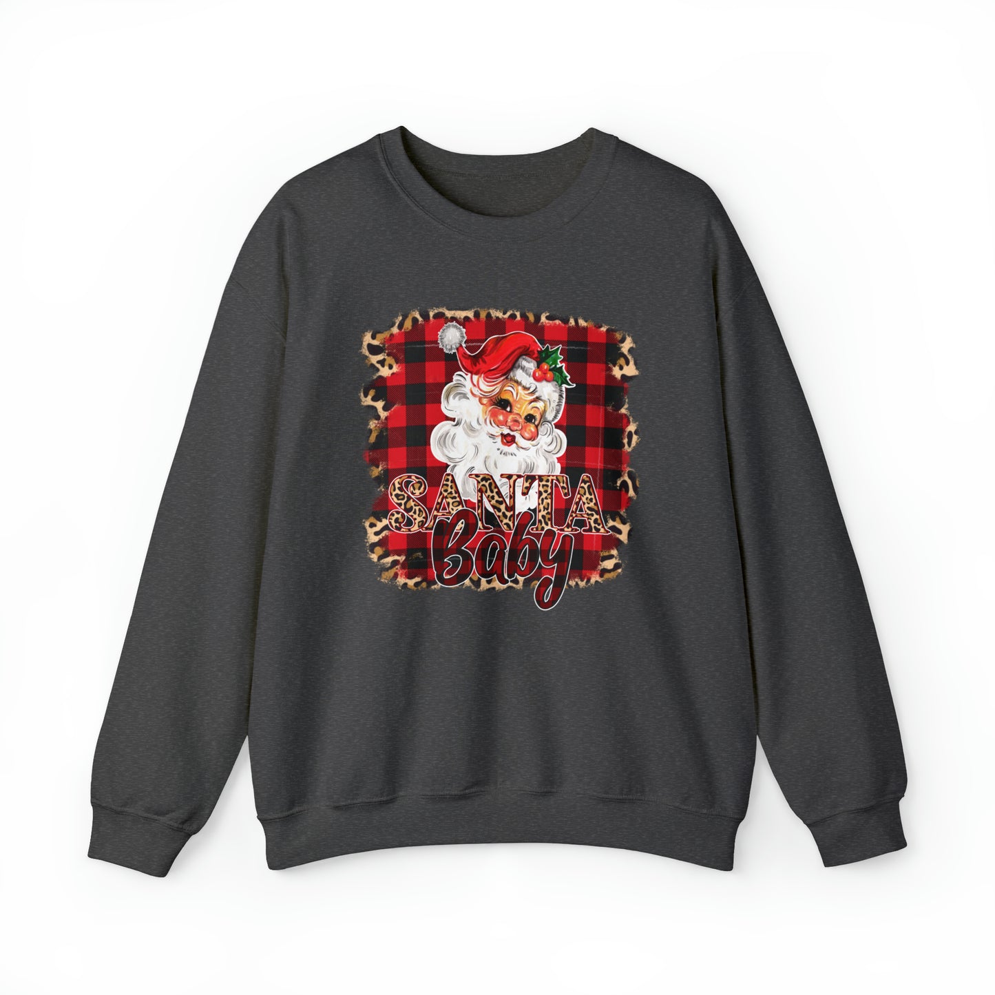 Santa Baby Leopard Print Unisex Heavy Blend™ Crewneck Sweatshirt