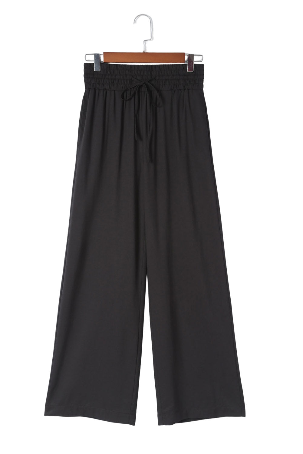 Green Brown Drawstring Elastic Waist Casual Wide Leg Pants