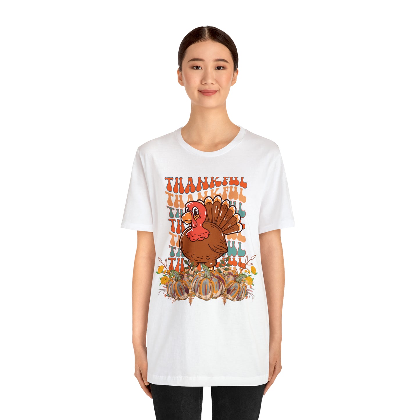 Thankful Turkey Pumpkins Unisex Jersey Short Sleeve Tee