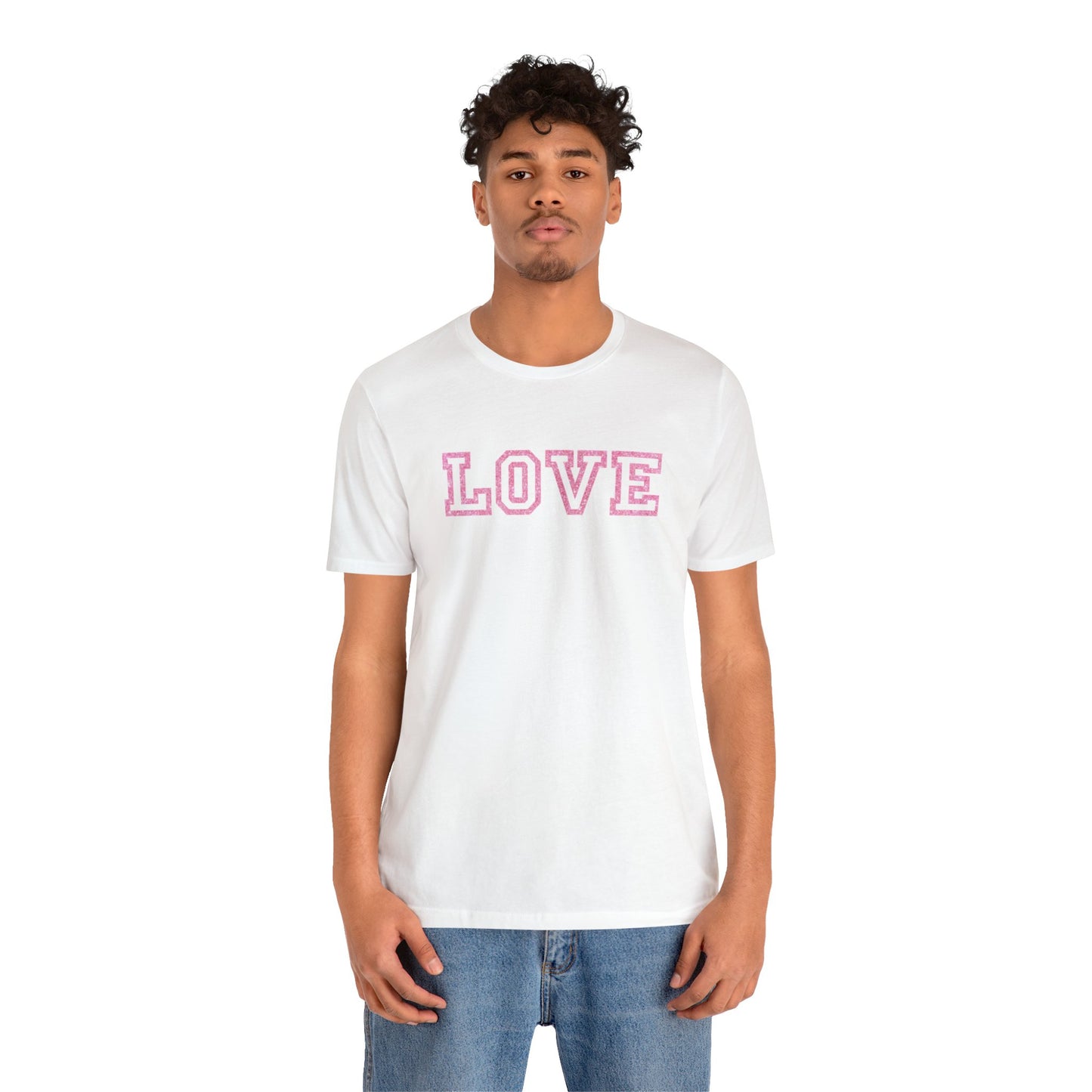 Pink Glitter Love Unisex Jersey Short Sleeve Tee