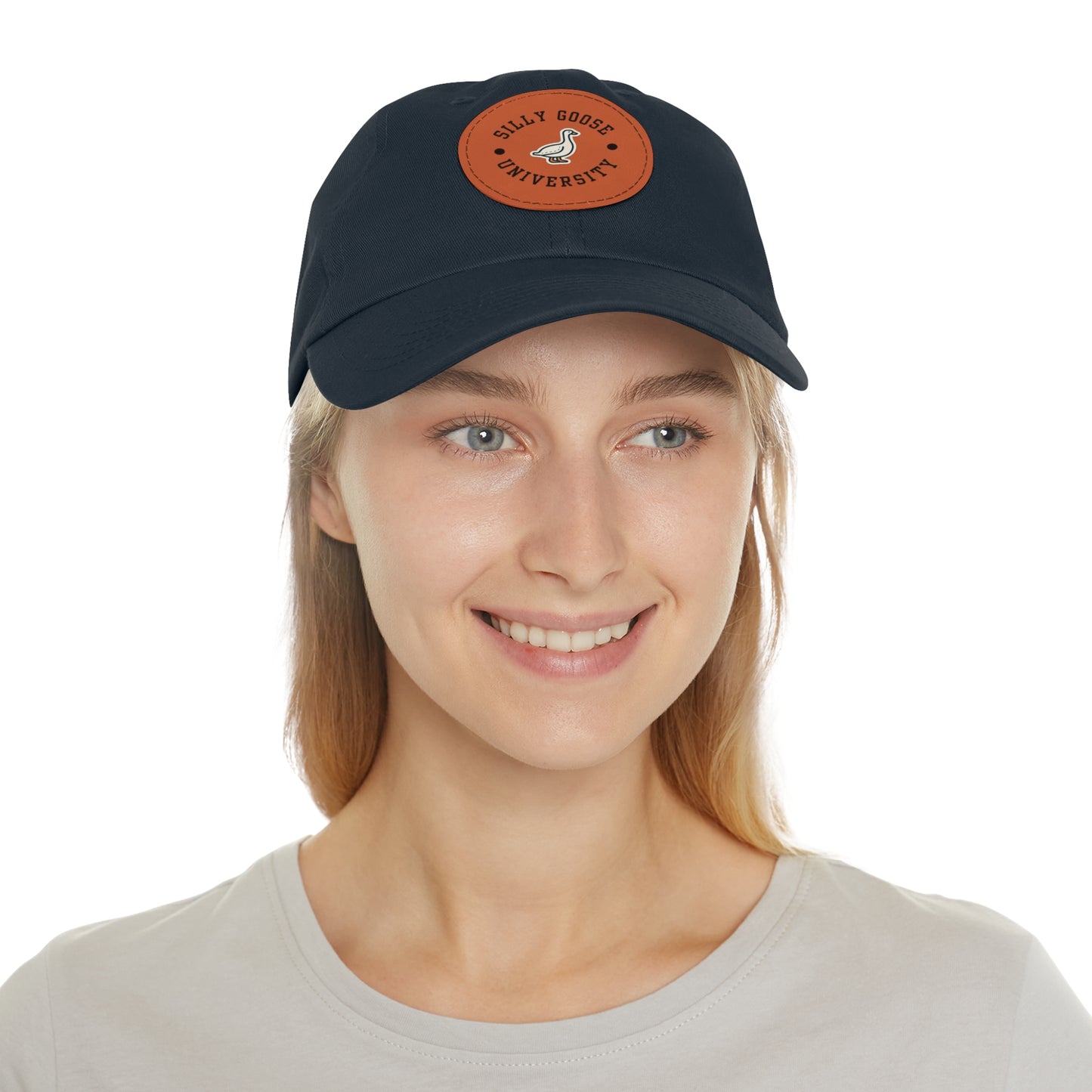 Silly Goose University Dad Hat with Leather Patch (Round)