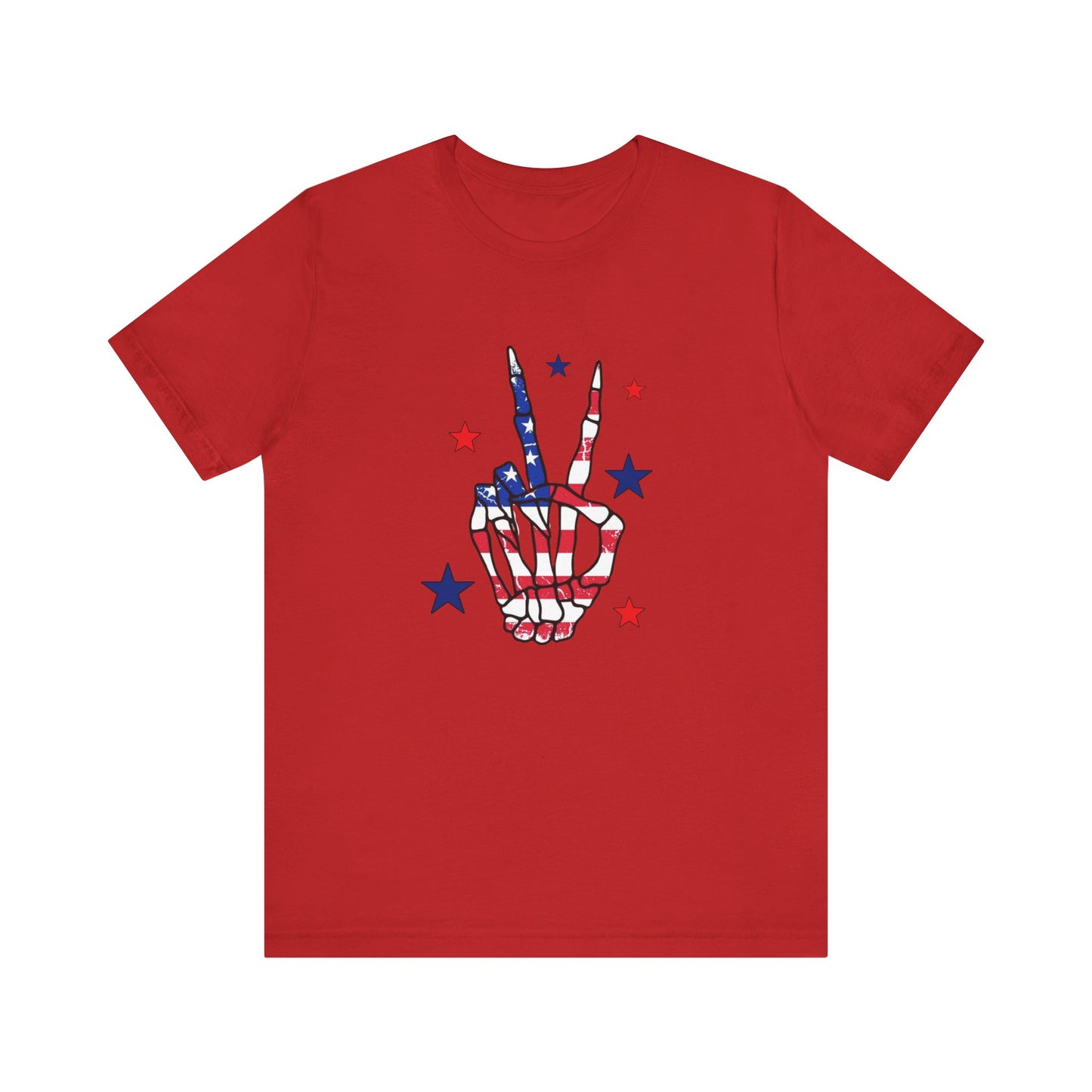 Patriotic Skeleton Peace Hand Unisex Jersey Short Sleeve Tee