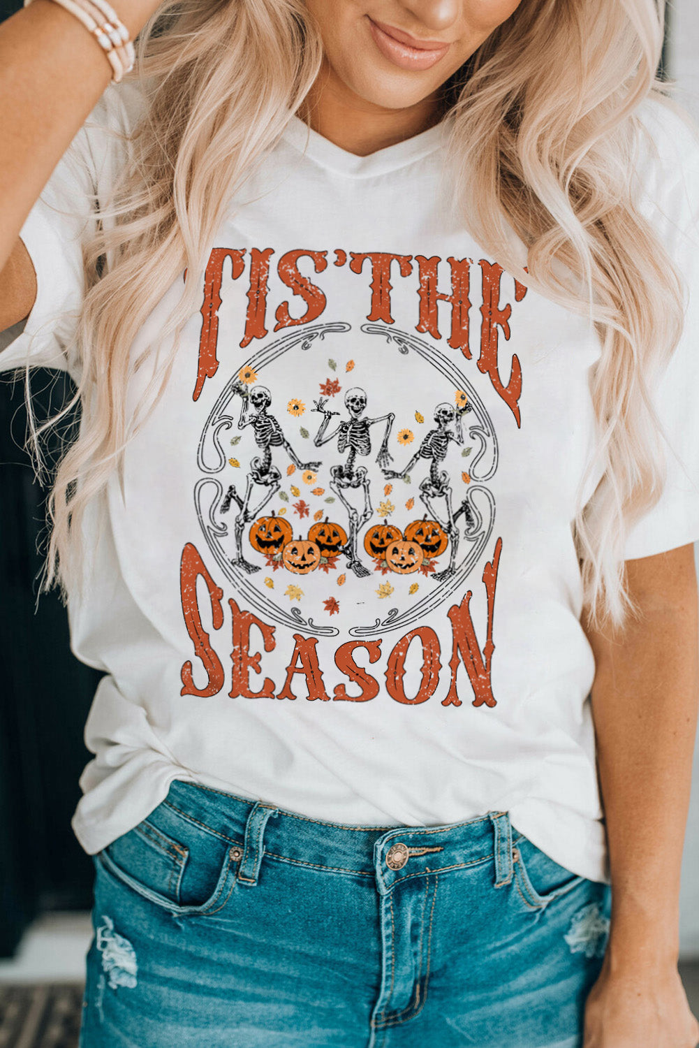 Halloween Season Dancing Skeleton Graphic Tee