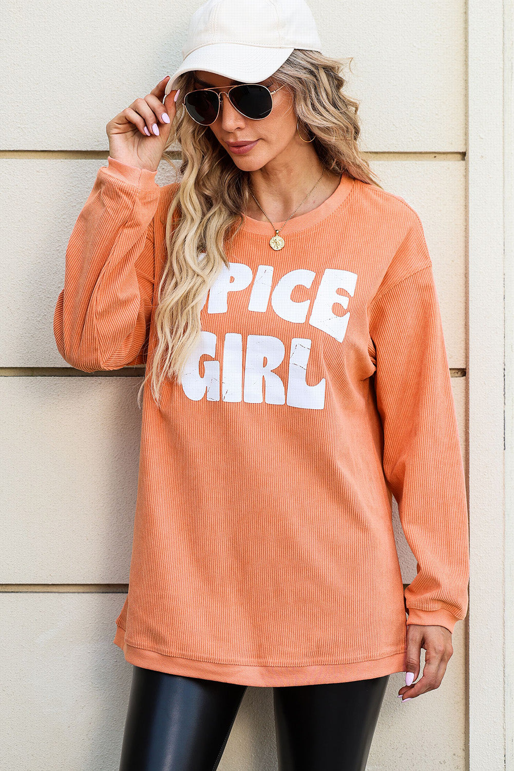 Orange Corded SPICE GIRL Graphic Sweatshirt