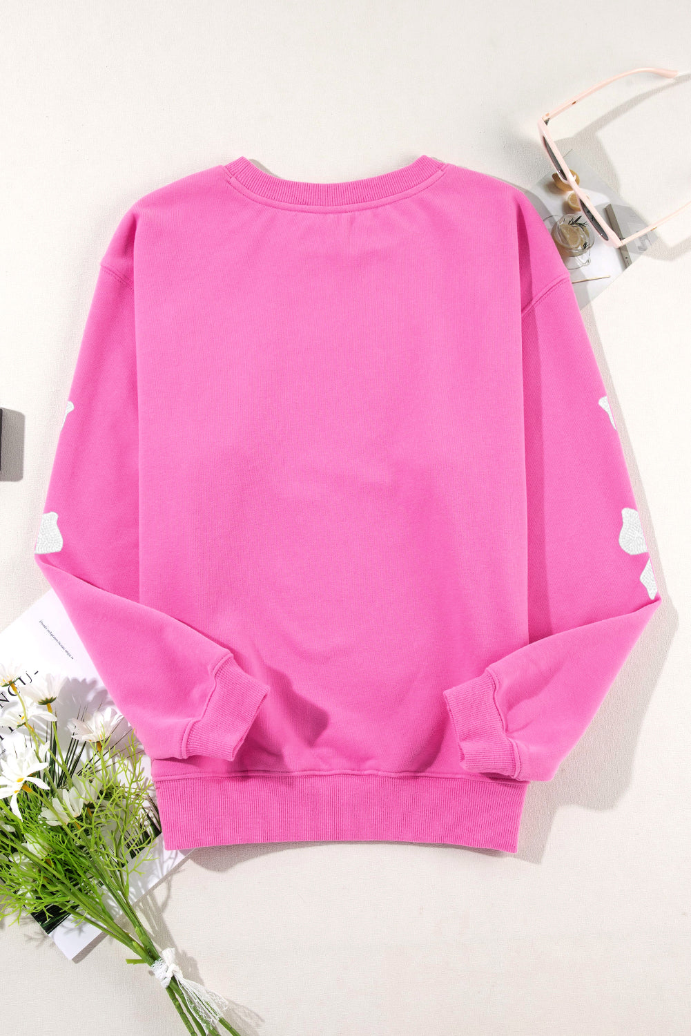 Sequin Bowknot Graphic Drop Shoulder Pullover Sweatshirt