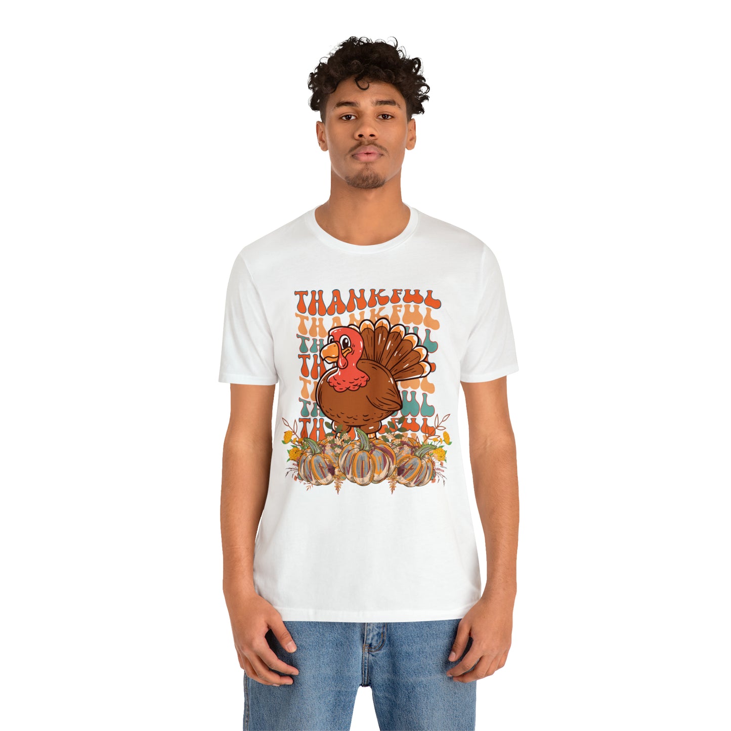 Thankful Turkey Pumpkins Unisex Jersey Short Sleeve Tee