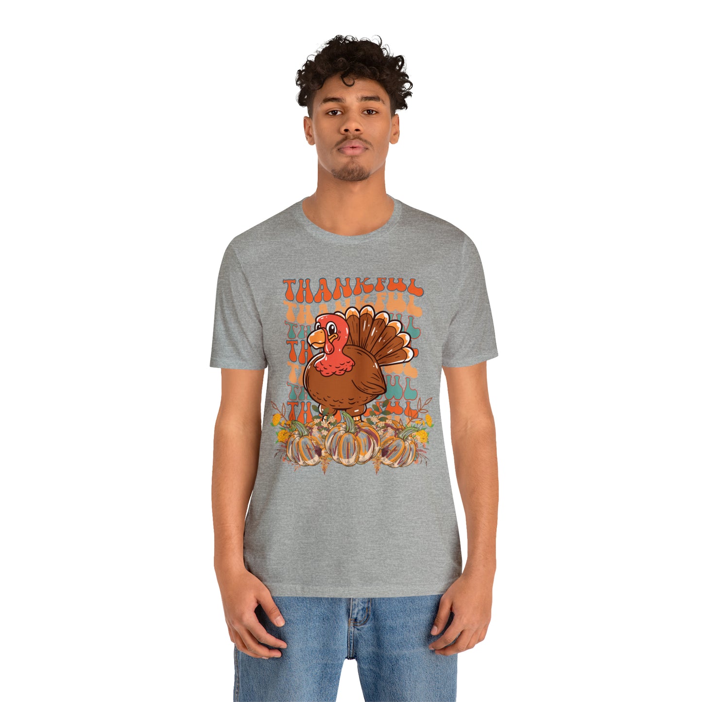 Thankful Turkey Pumpkins Unisex Jersey Short Sleeve Tee