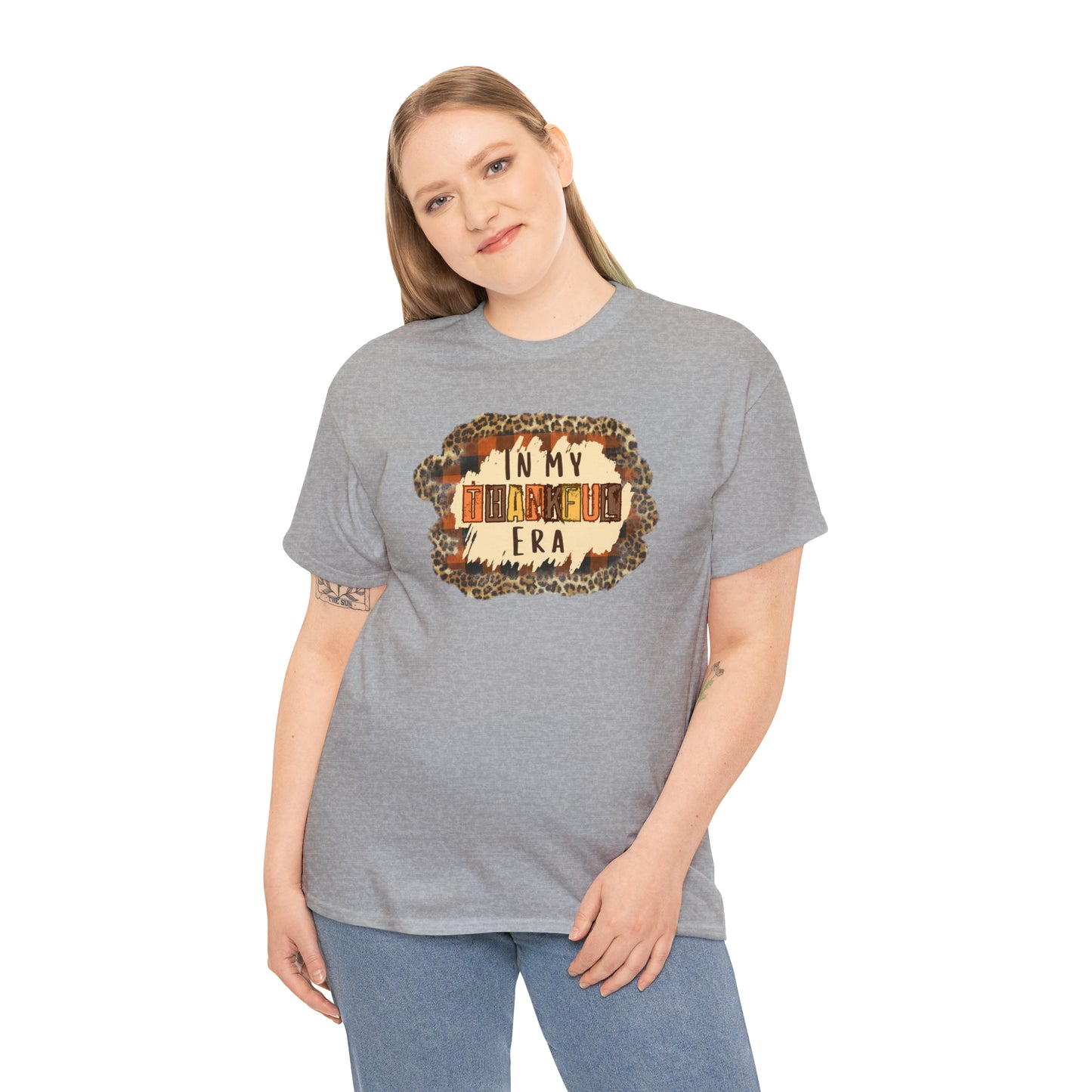 Leopard Plaid In My Thankful Era Unisex Heavy Cotton Tee