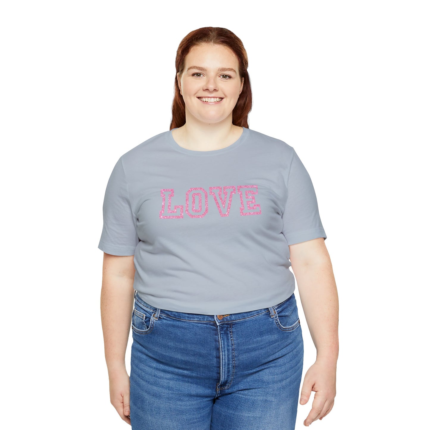 Pink Glitter Love Unisex Jersey Short Sleeve Tee