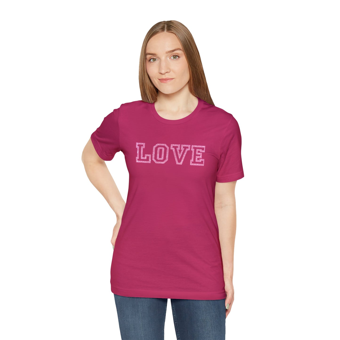 Pink Glitter Love Unisex Jersey Short Sleeve Tee