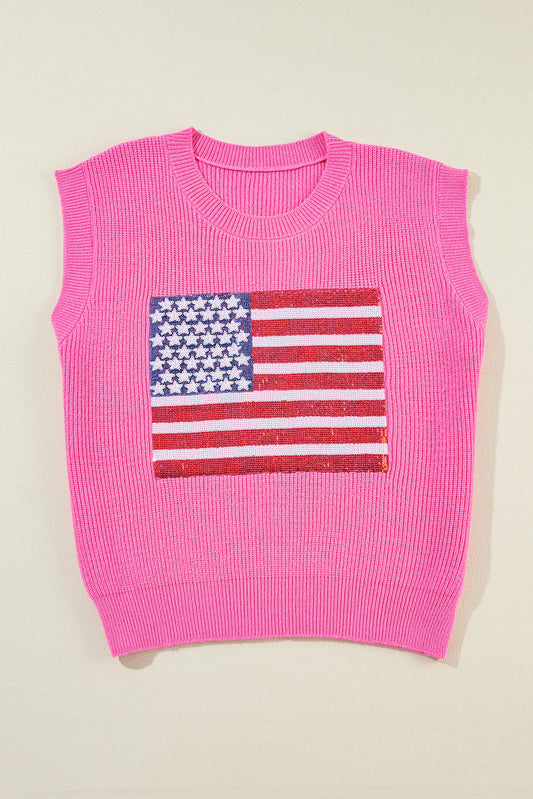 Sparkling American Flag Knitted Vest